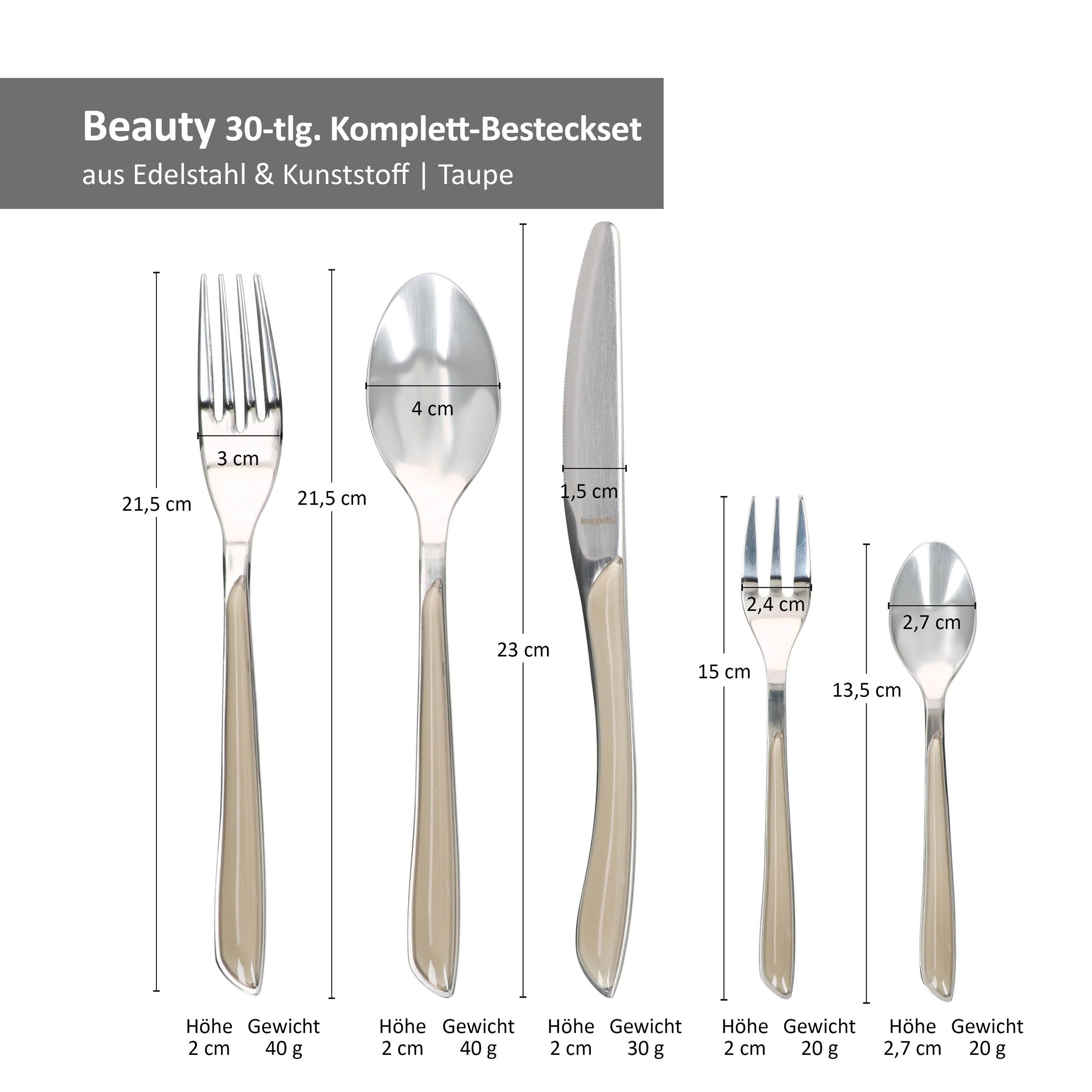 Ritzenhoff & Breker Besteck-Set Ritzenhoff 30tlg Beauty Besteck-Set taupe für 6 Personen, Edelstahl – Bild 4 von 4