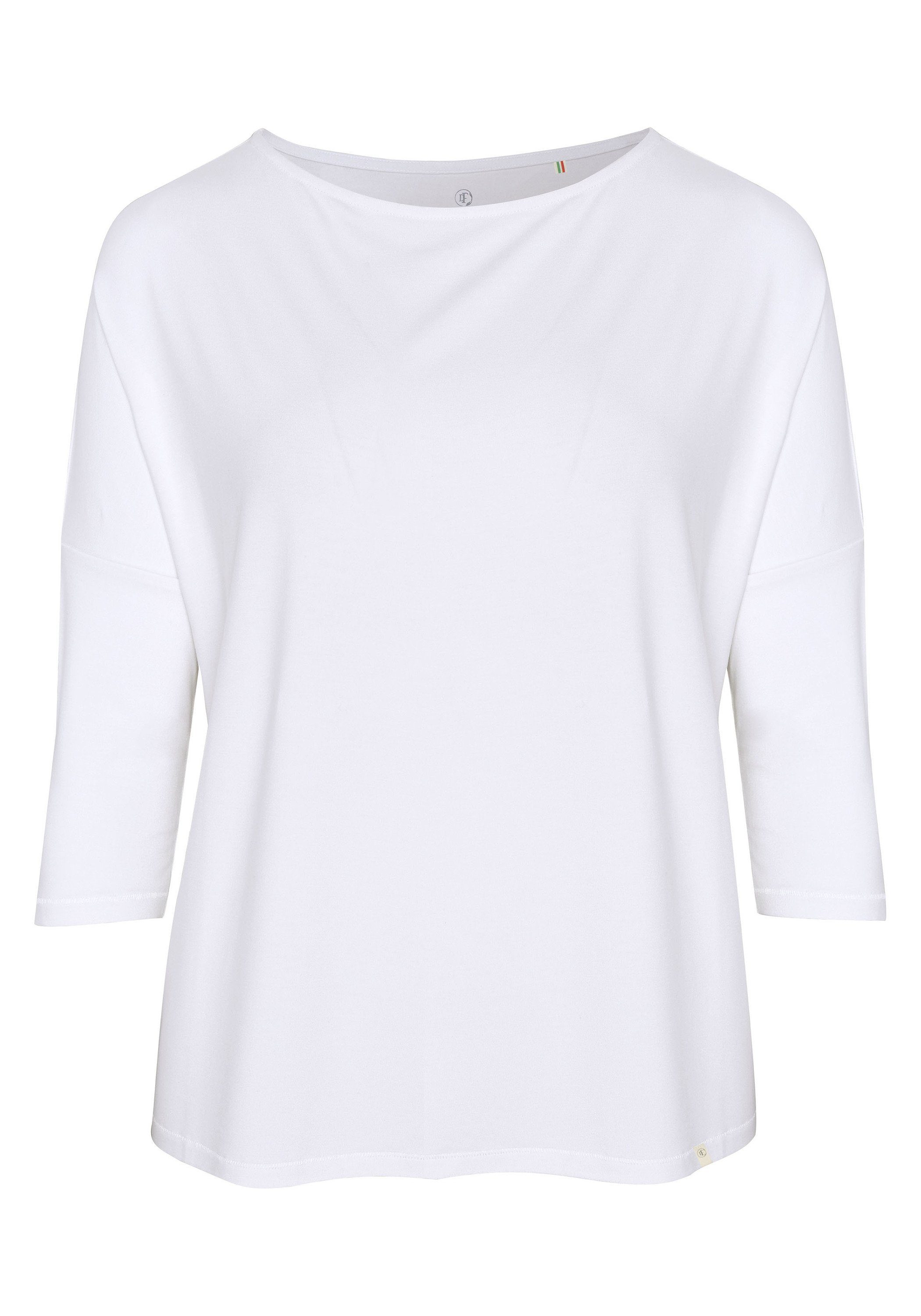 Detto 10 einer kastigen Silhouette Langarmshirt Fatto White mit