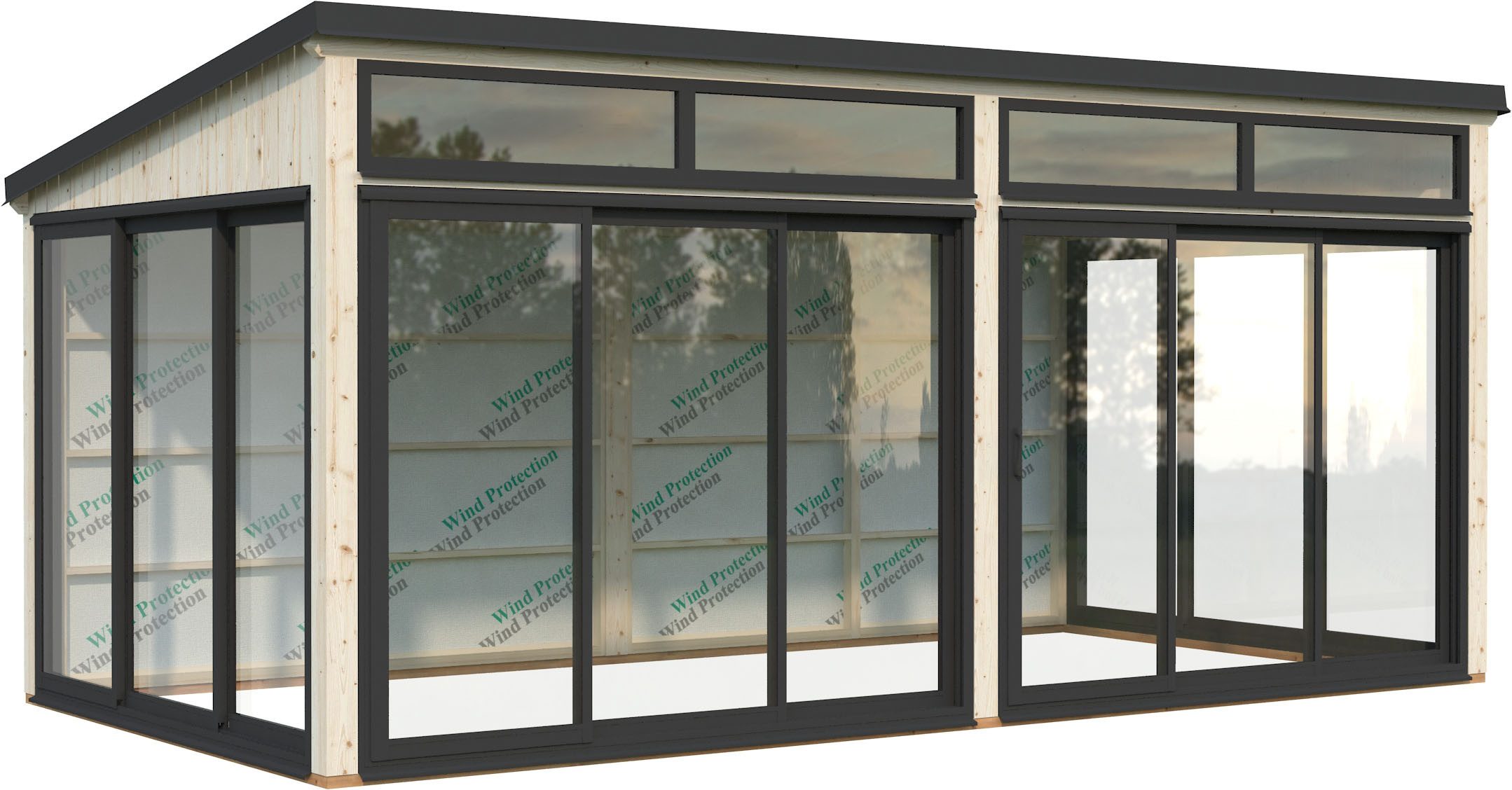 Palmako Holzpavillon Saga 16,2 m² Slide Plus, (Set), BxTxH: 592x307x273 cm