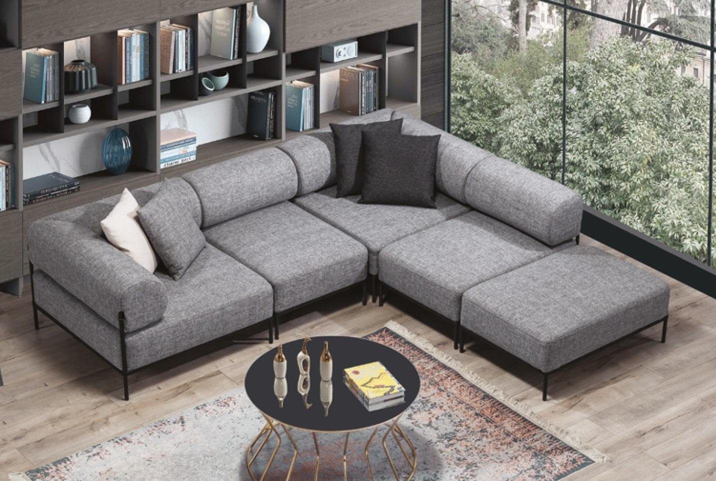JVmoebel Ecksofa, Ecksofa L Form Couch Moderne Wohnlandschaft Möbel Sofa  Holz