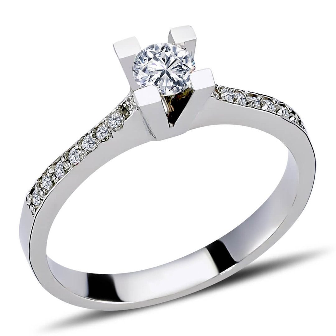 EinStein Diamant Diamantring, 0,38 Carat Diamant Solitär Ring Antragsring 14 Karat Weißgold