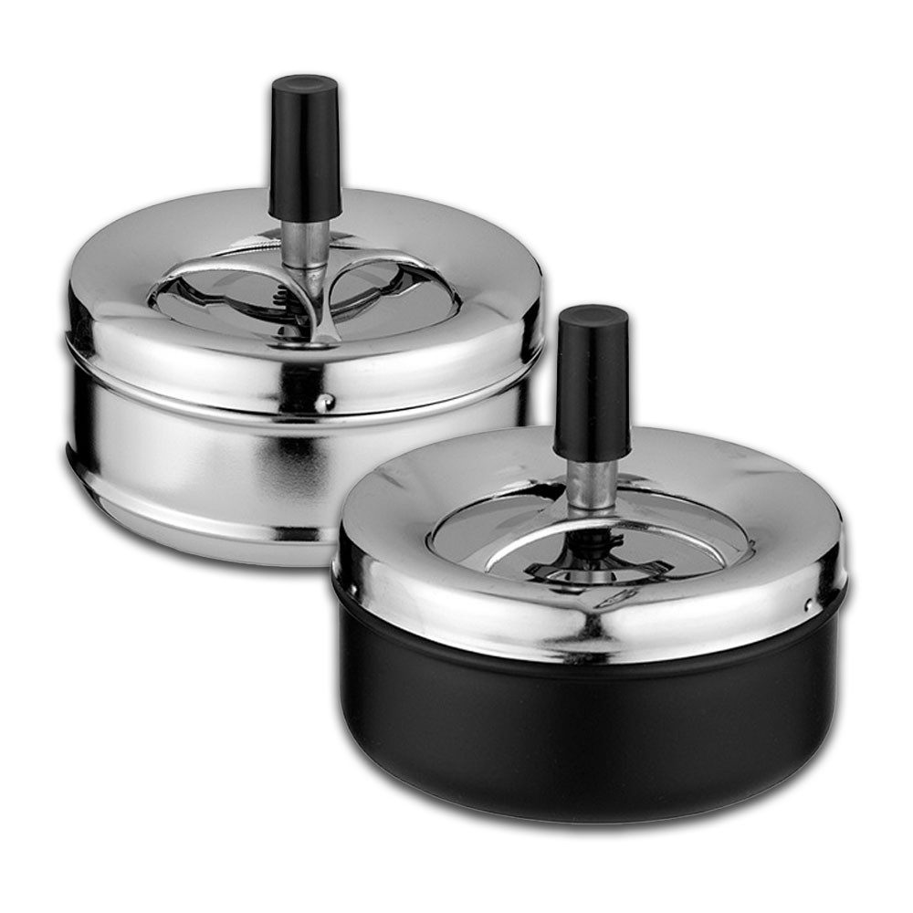 Coumo Aschenbecher 2x Drehaschenbecher Set mit Deckel, Metall, für draussen