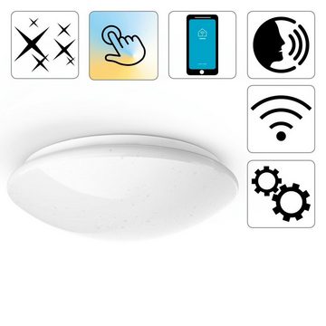 Hama Deckenleuchte WiFi Leuchte, Lampe, gesteuert via Alexa, Google, App, Glitzer, rund, LED fest integriert, Tageslichtweiß, Warmweiß
