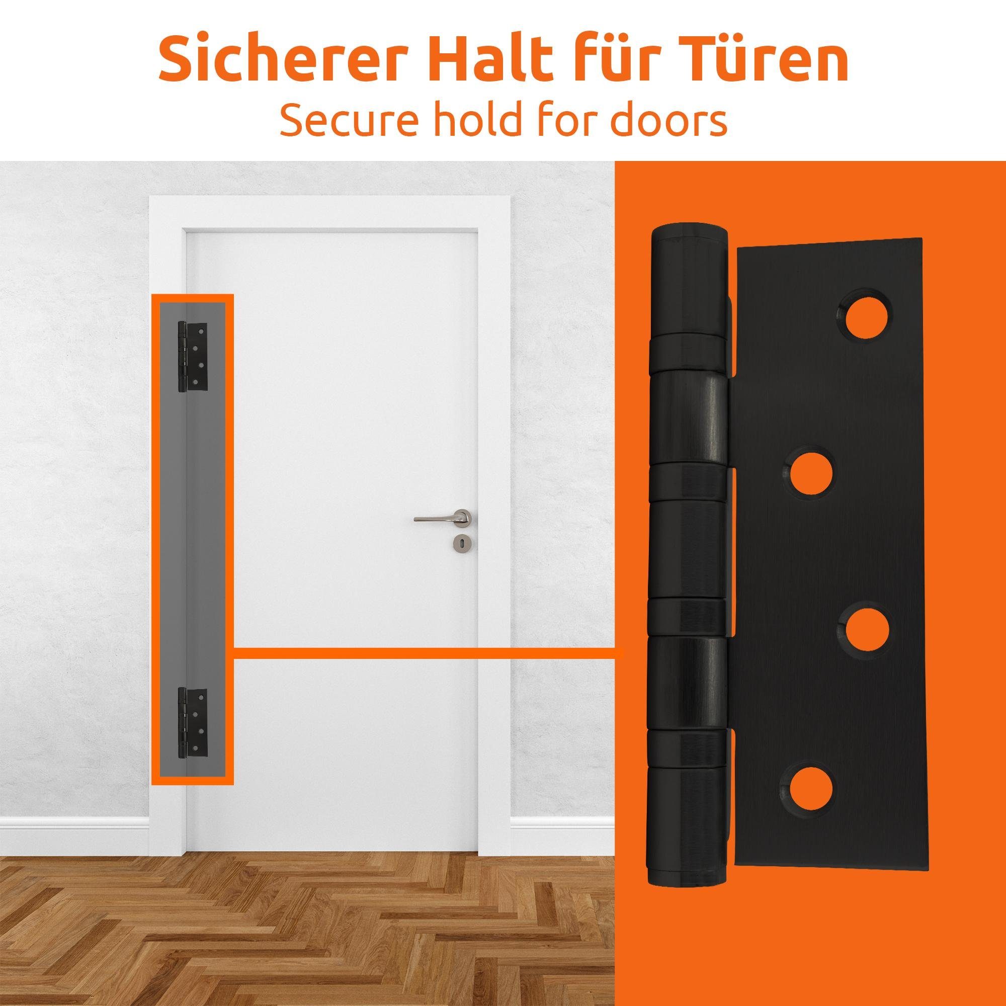 ECENCE Montageband 2x Schwarz Scharnier-e Tür-schanier Edelstahl 304 – Bild 5 von 5