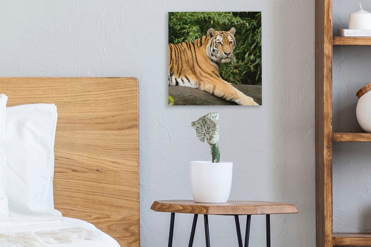 Leinwandbild Leinwand für Schlafzimmer Baum Tiger Blätter, (1 OneMillionCanvasses® - - Bilder St), Wohnzimmer
