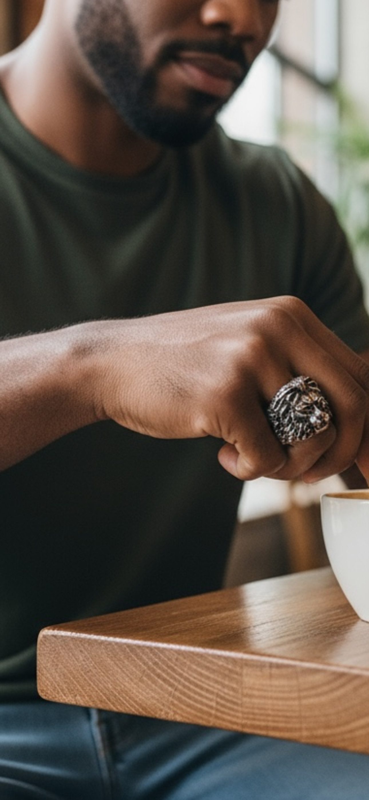 Karisma Fingerring Fingerring Männerring Herren Edelstahl Löwe Geschwärzt SRL200
