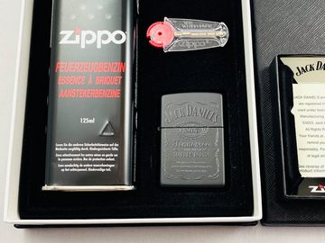 Zippo Feuerzeug Jack Daniel's Black in Black Premium Set - Sturmfeuerzeug Geschenkset