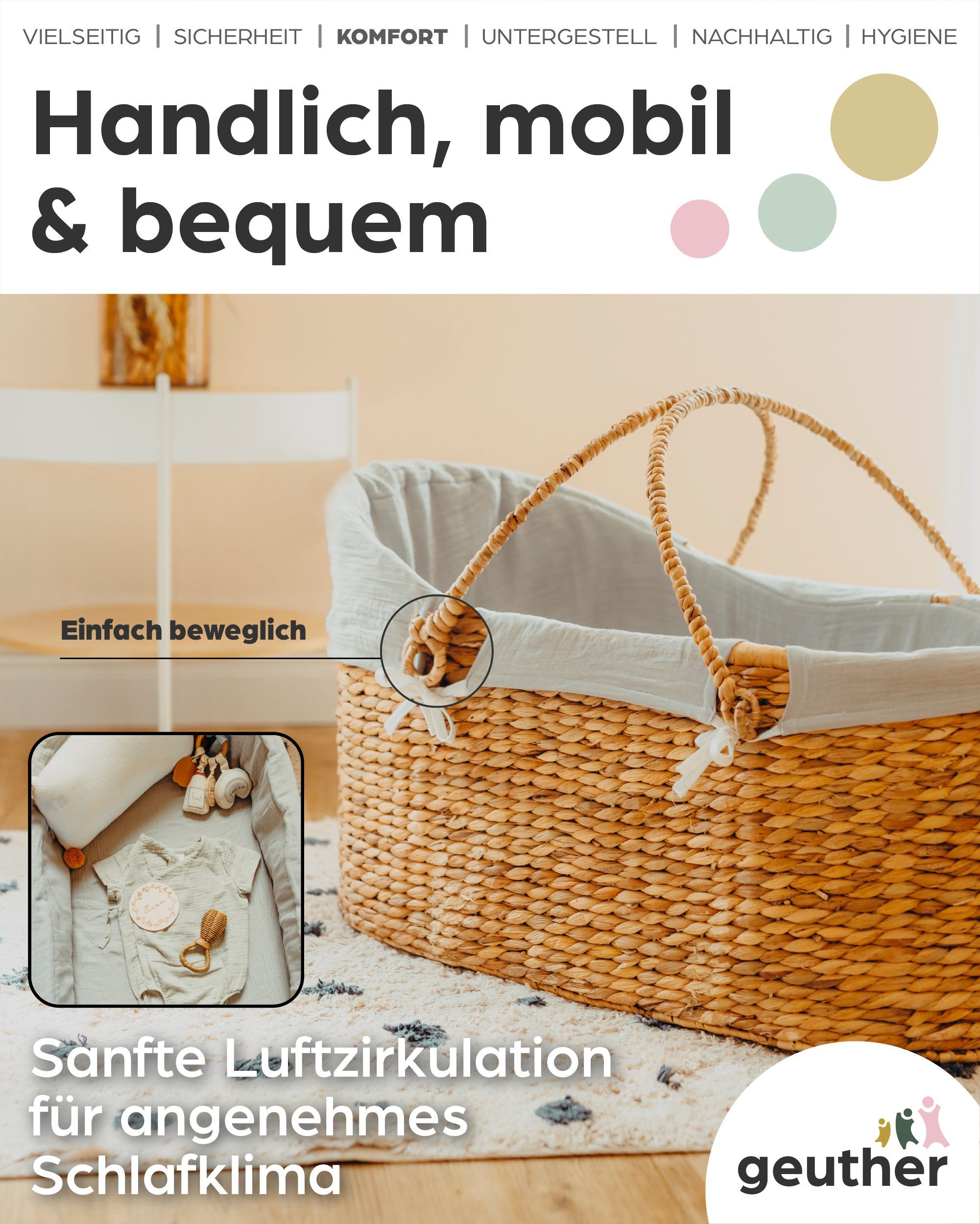 Geuther Stubenbett Moses Set: Korb und Untergestell – Bild 4 von 5