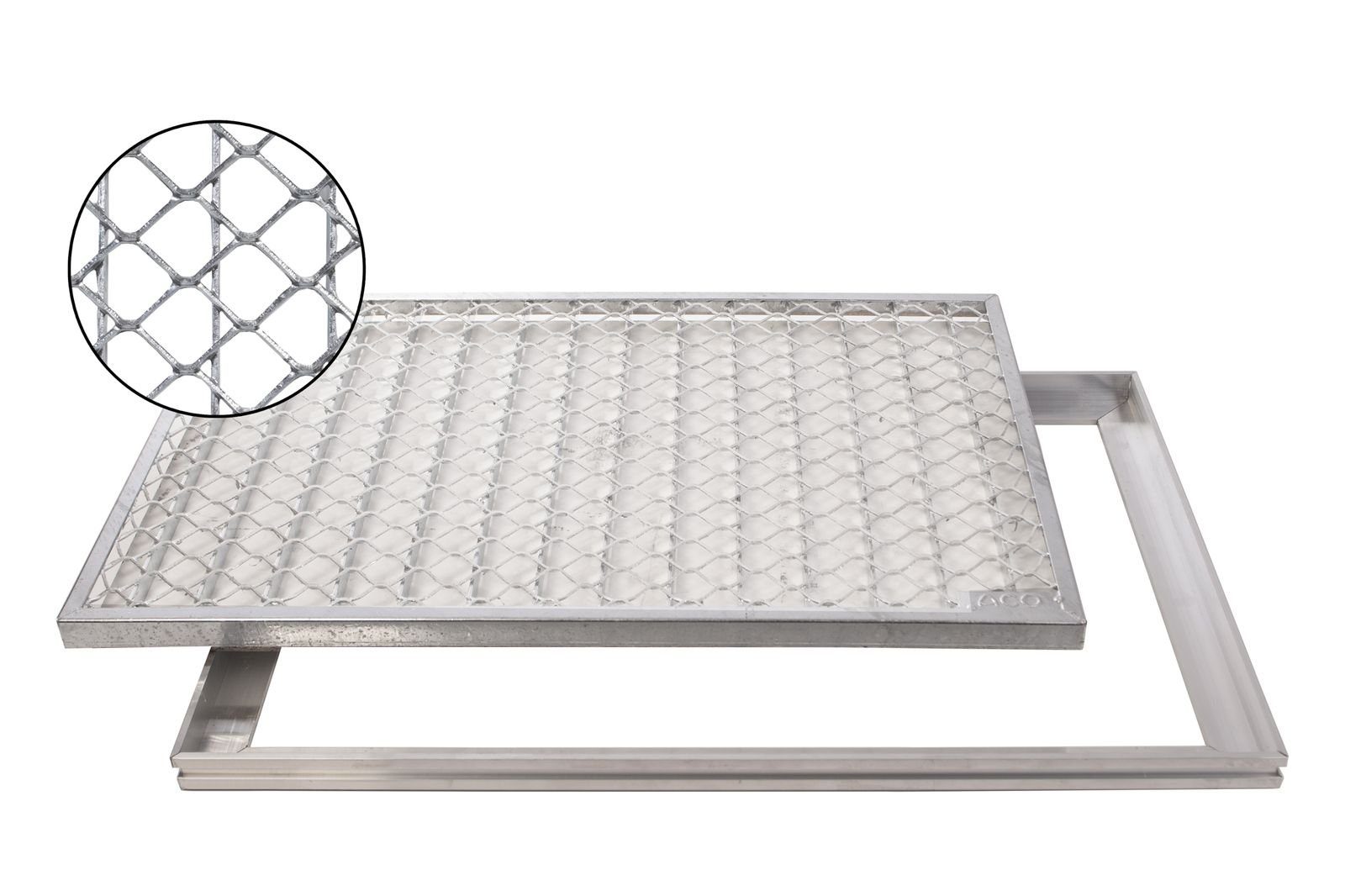 Fußmatte ACO 60x40cm Streckmetall Gitterrost mit ALU Einbaurahmen Zarge Eingangsrost Schuhabstreifer, Xanie, rechteckig, Höhe: 26 mm, geeignet für den Innenbereich und Außenbereich