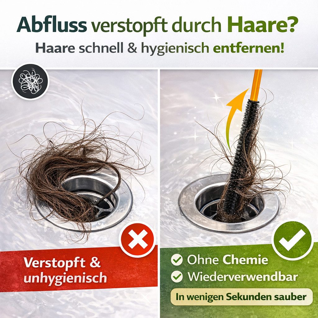 ZUKUNFTSENKEL Reinigungsbürste Abflussbürste 3er Set 81 cm Flexible Rohrreinigungsbürste, Abfluss, Rohre, Badezimmer, Waschbecken, Küche, (Rohrbürste lang & wiederverwendbar, 3-tlg., Abfluss Reiniger gegen Haare & Verstopfungen), Reinigung von Waschbecken, Dusche und Küche