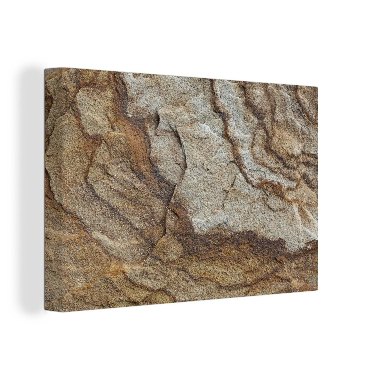 OneMillionCanvasses® Leinwandbild Steinstruktur in einem Sandstein, (1 St), Wandbild Leinwandbilder, Aufhängefertig, Wanddeko, 30x20 cm