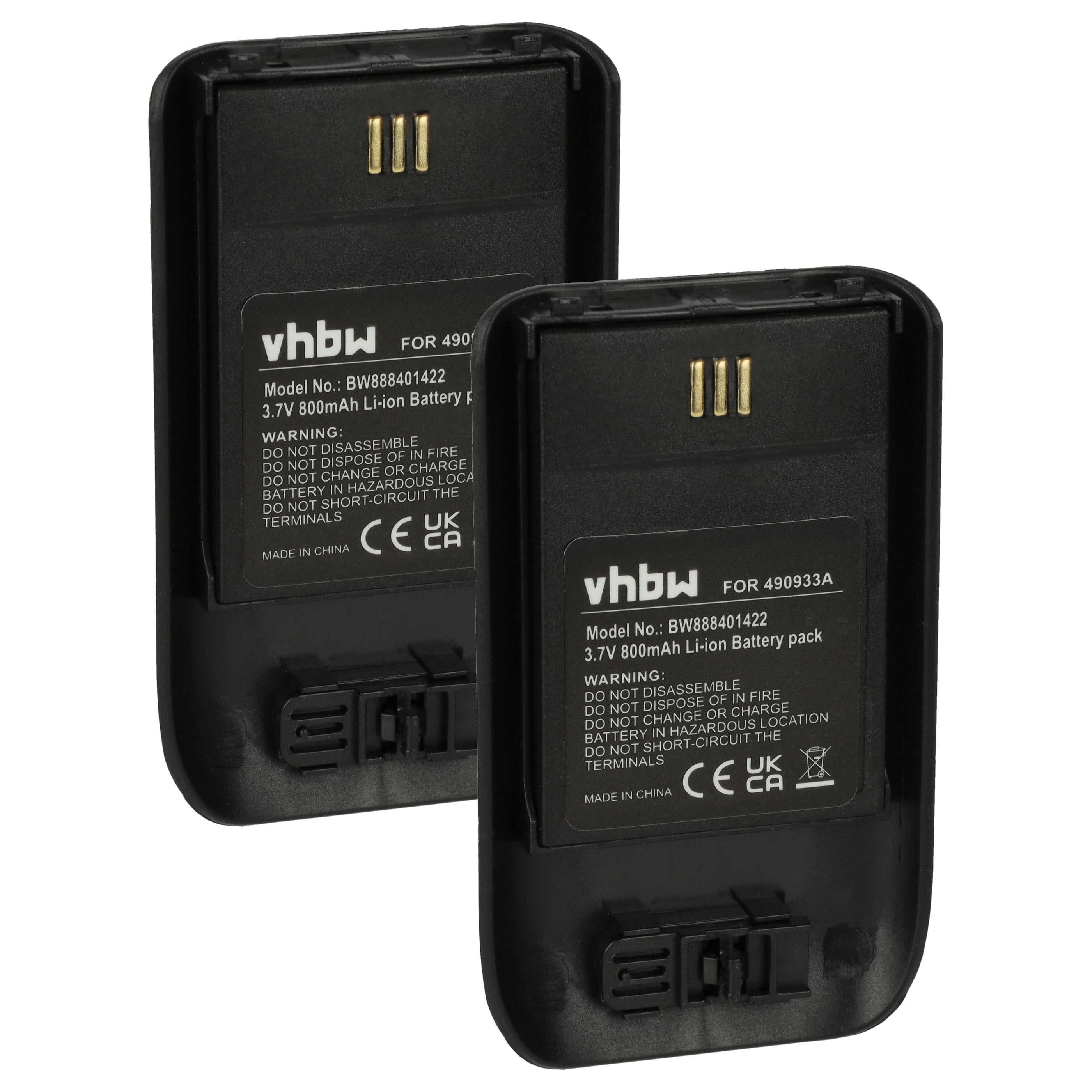 vhbw Akku Ersatz für Ascom 490933A, 660497 für Festnetz & DECT (800 mAh, Akku Akku Li-Ion 800 mAh (3,7 V, 2 St), Leistungsfähige Austausch-Akkus für Telefon, Festnetz oder schnurloses