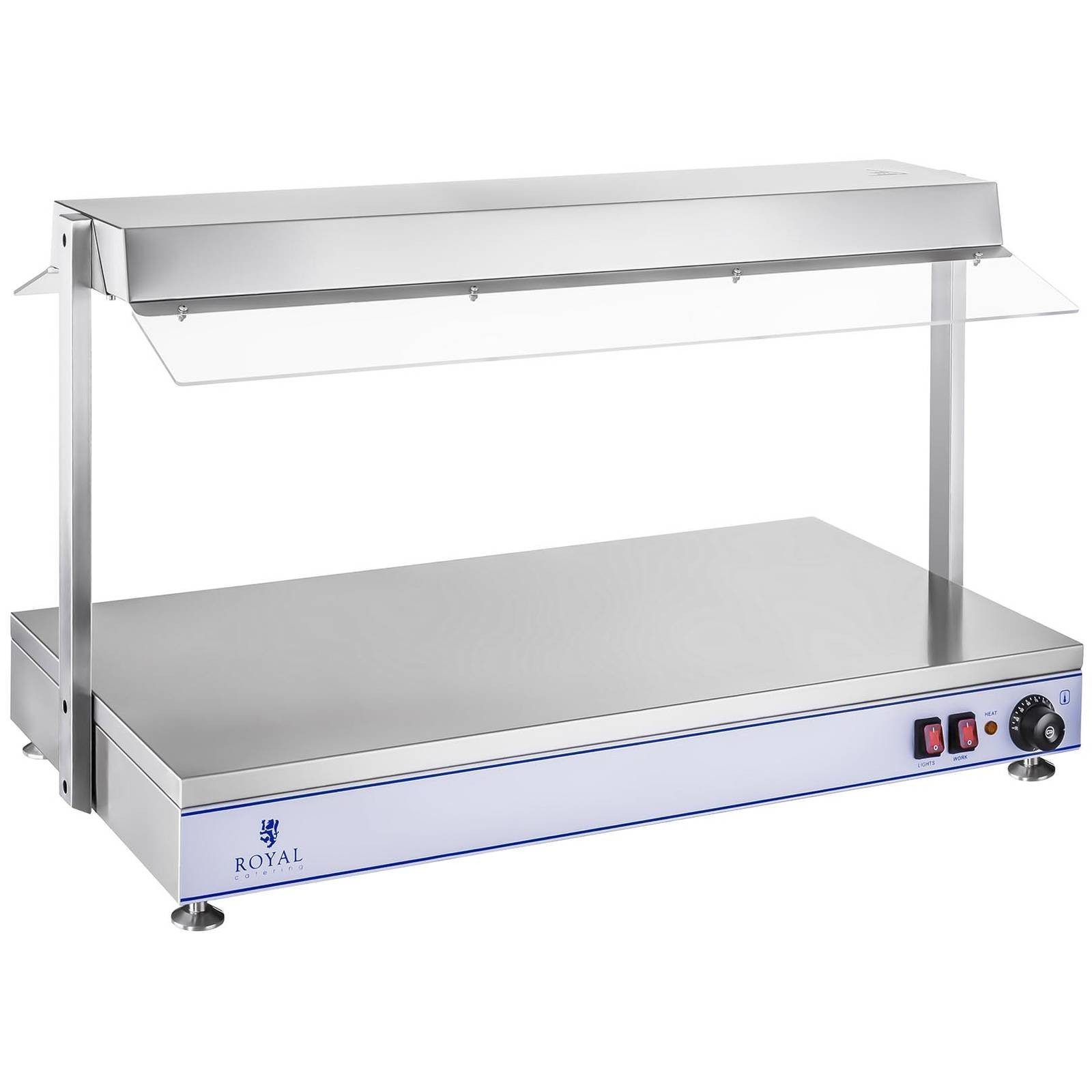 Royal Catering Warmhalteplatte 100 x 50 cm Buffetwärmer 1550 W Speisenwärmer 3 Halogenlampen Gastro, verschiedene Größen
