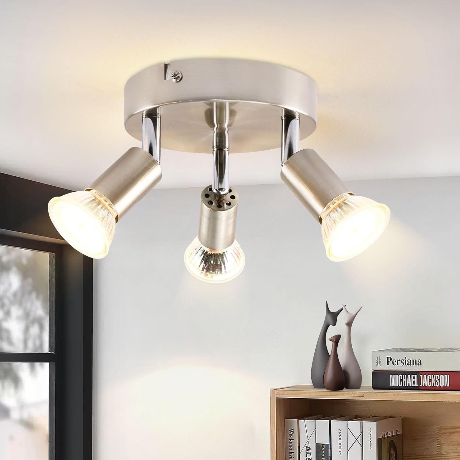 Nettlife Deckenstrahler Küchenlampe GU10 Rund Schlafzimmerlampe Modern Flurlampe Schwenkbar, Schwenkbar 350°, ohne Leuchtmittel, für Küchen Flur Schlafzimmer Wohnzimmer