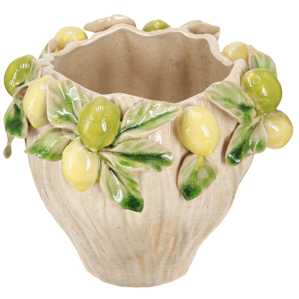 Viana Übertopf Deko-Keramik-Blumentopf Zitronen Mediterran Ø19,5cm günstig online kaufen