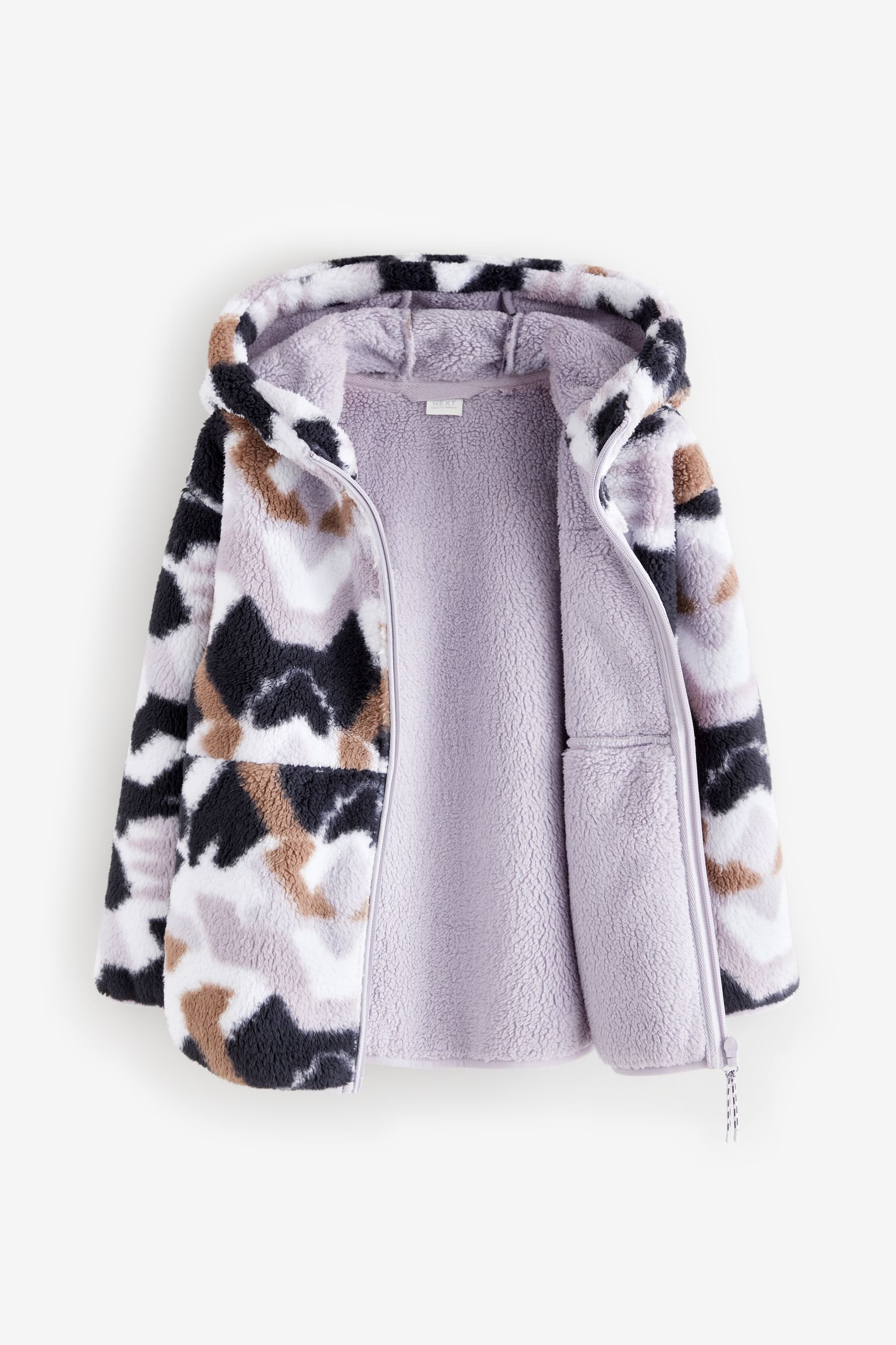 Next Kapuzenfleecejacke Fleece-Kapuzenjacke aus Borg mit durchgehendem RV (1-St)