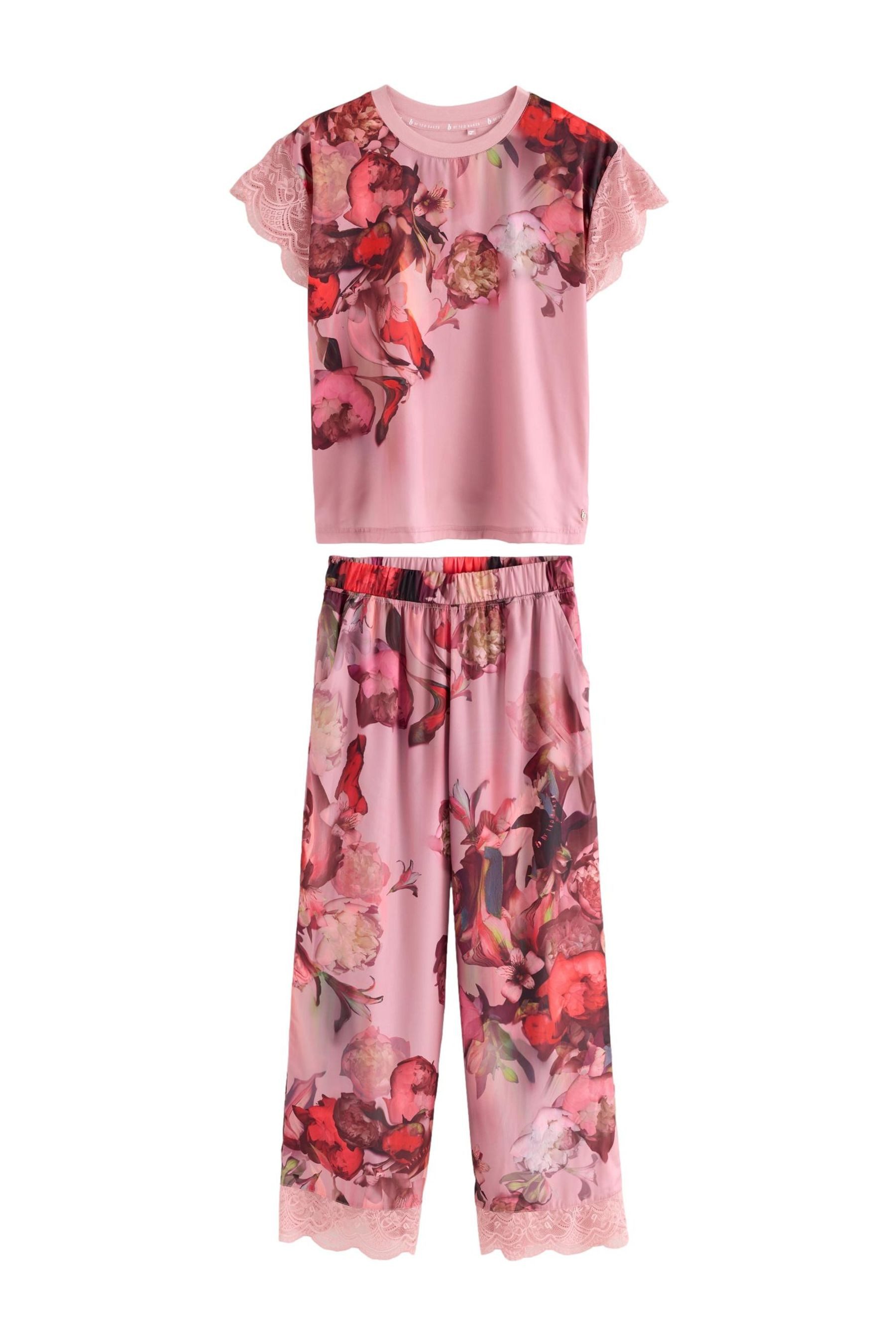 Pyjama B By Ted Baker geblümter Jersey-Schlafanzug, Satin