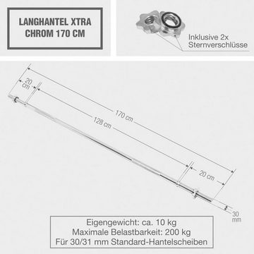 GORILLA SPORTS Langhantelstange Hantelstange Xtra Chrom 170 cm, 170 cm