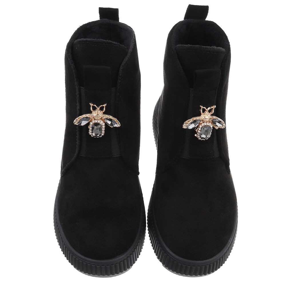 Ital-Design Elegante Damen Plateau-Stiefeletten mit Dekorativem Detail Plateaustiefelette (90457988) Keilabsatz/Wedge Stiefeletten in Schwarz