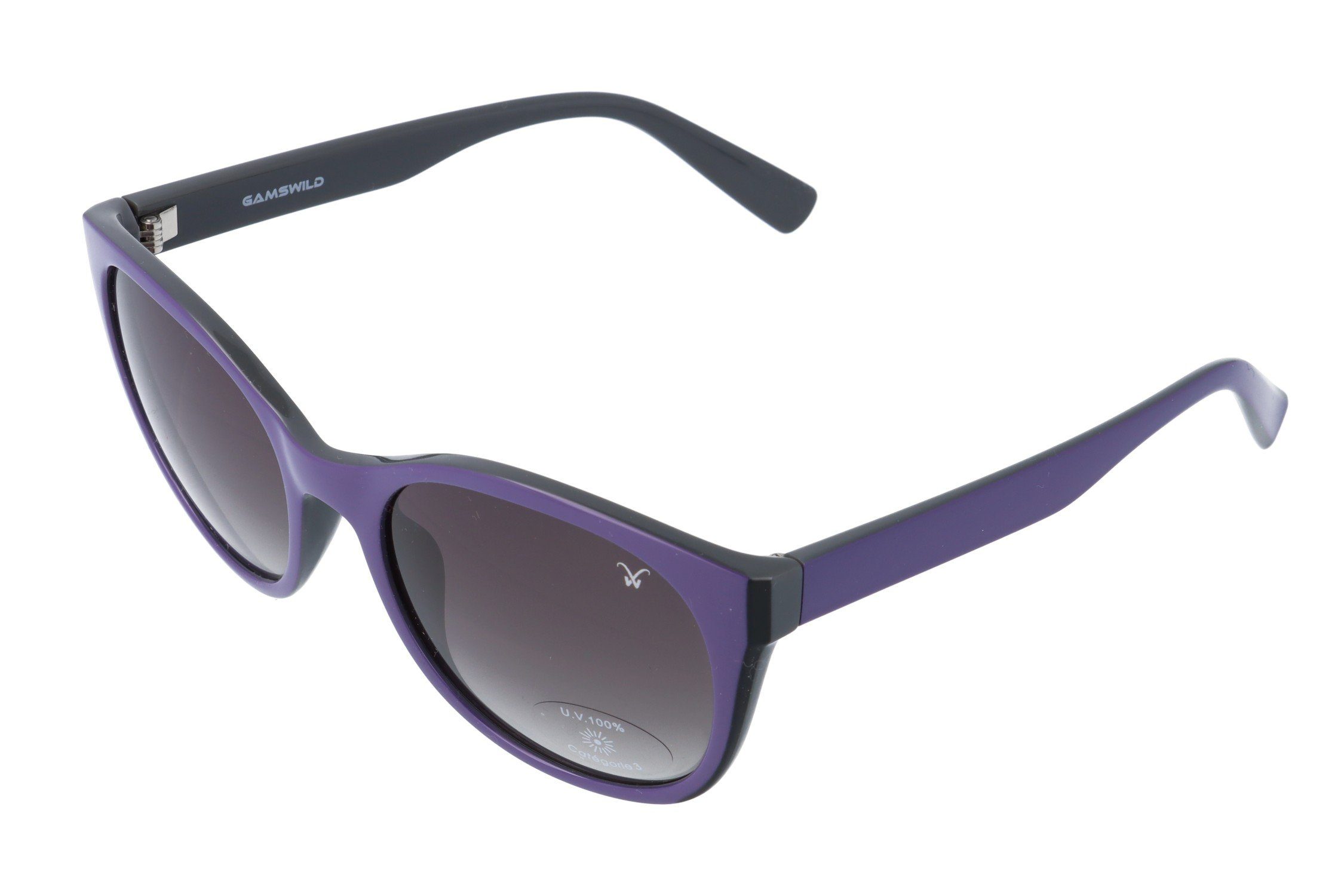 Gamswild Sonnenbrille WM7027 GAMSSTYLE Mode Brille Damen Herren Unisex lila, schwarz - beige, schwarz - lila / Cat-Eye lila_komplett