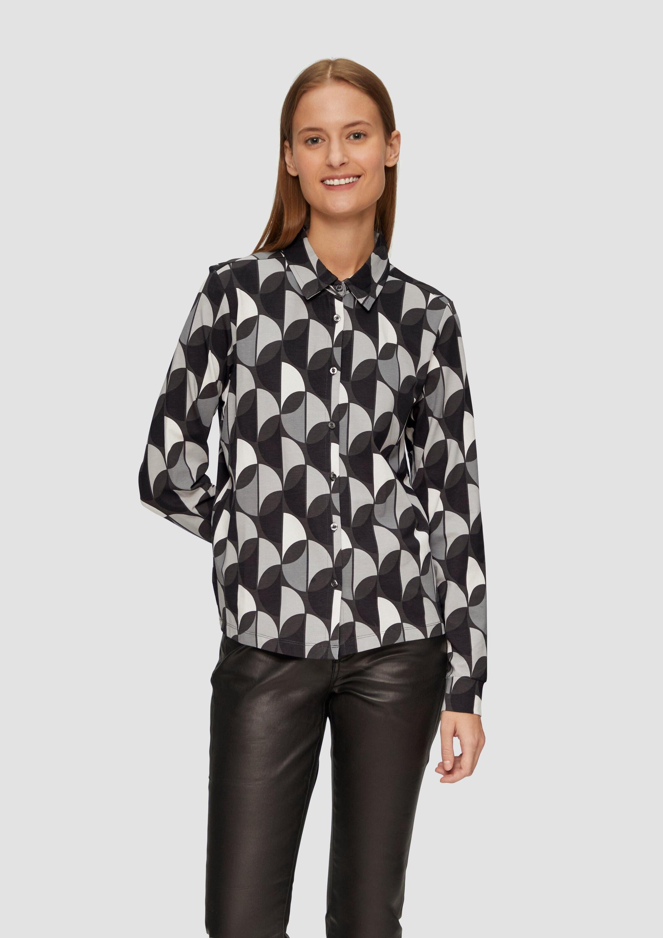 s.Oliver Langarmshirt T-Shirt Jersey-Bluse mit All-over-Print günstig online kaufen