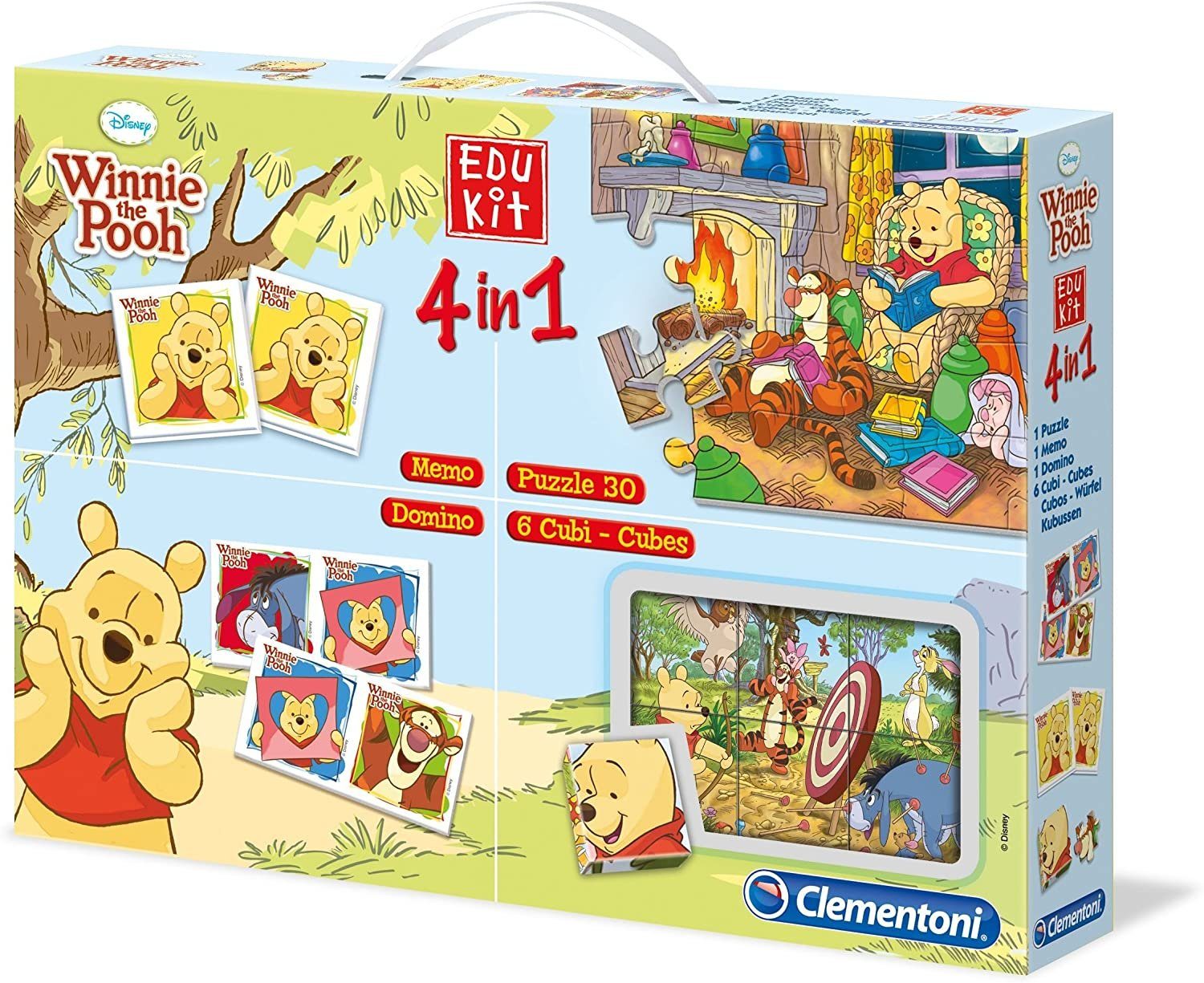 Clementoni® Spiel Winnie Pooh Spieleset 4in1 (Memo, Domino, Puzzle, Cubes)