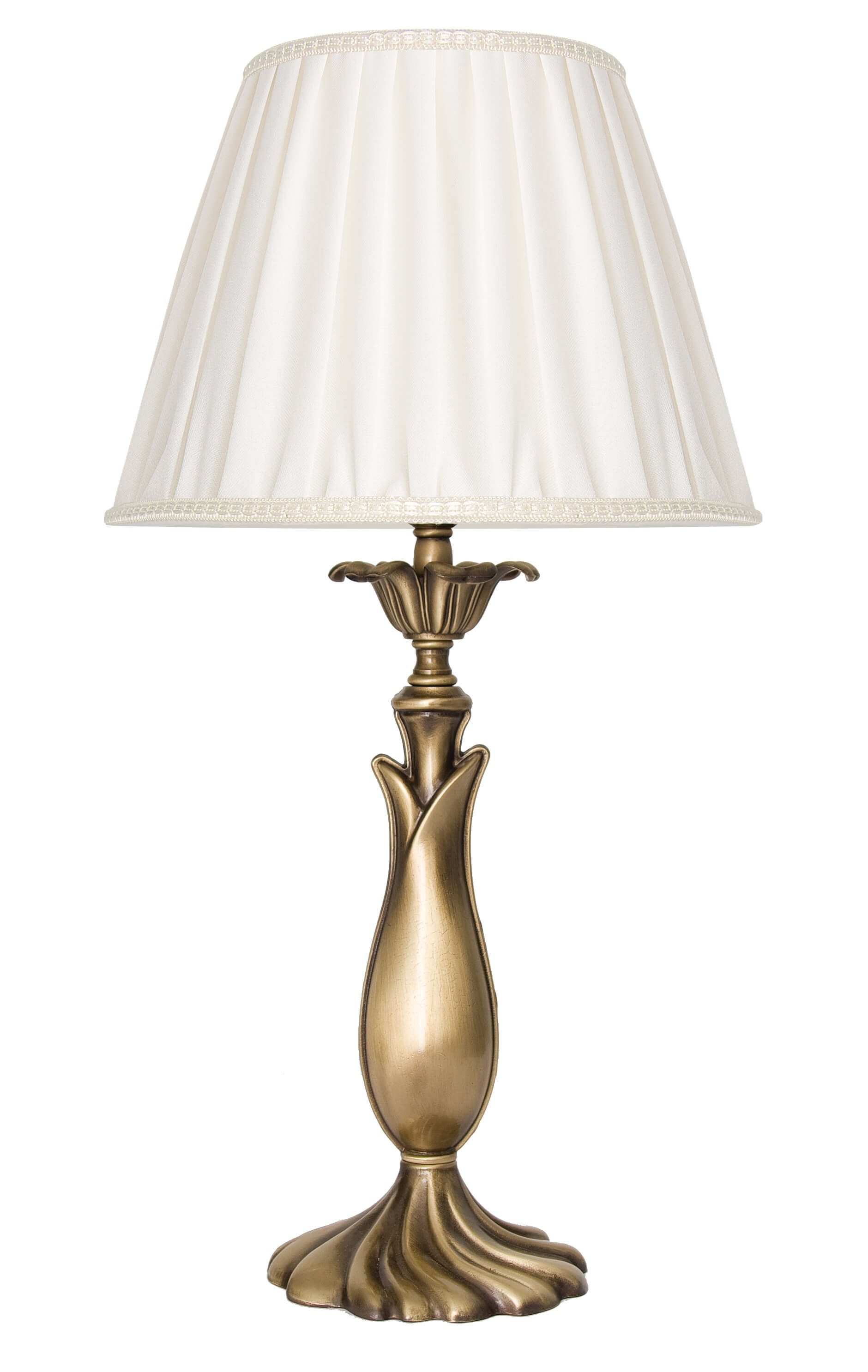 Tischlampe E14 Echt-Messing ohne Jugendstil GINEVRA, Nachttischlampe Schlafzimmer H:33cm Leuchtmittel, Premium Licht-Erlebnisse