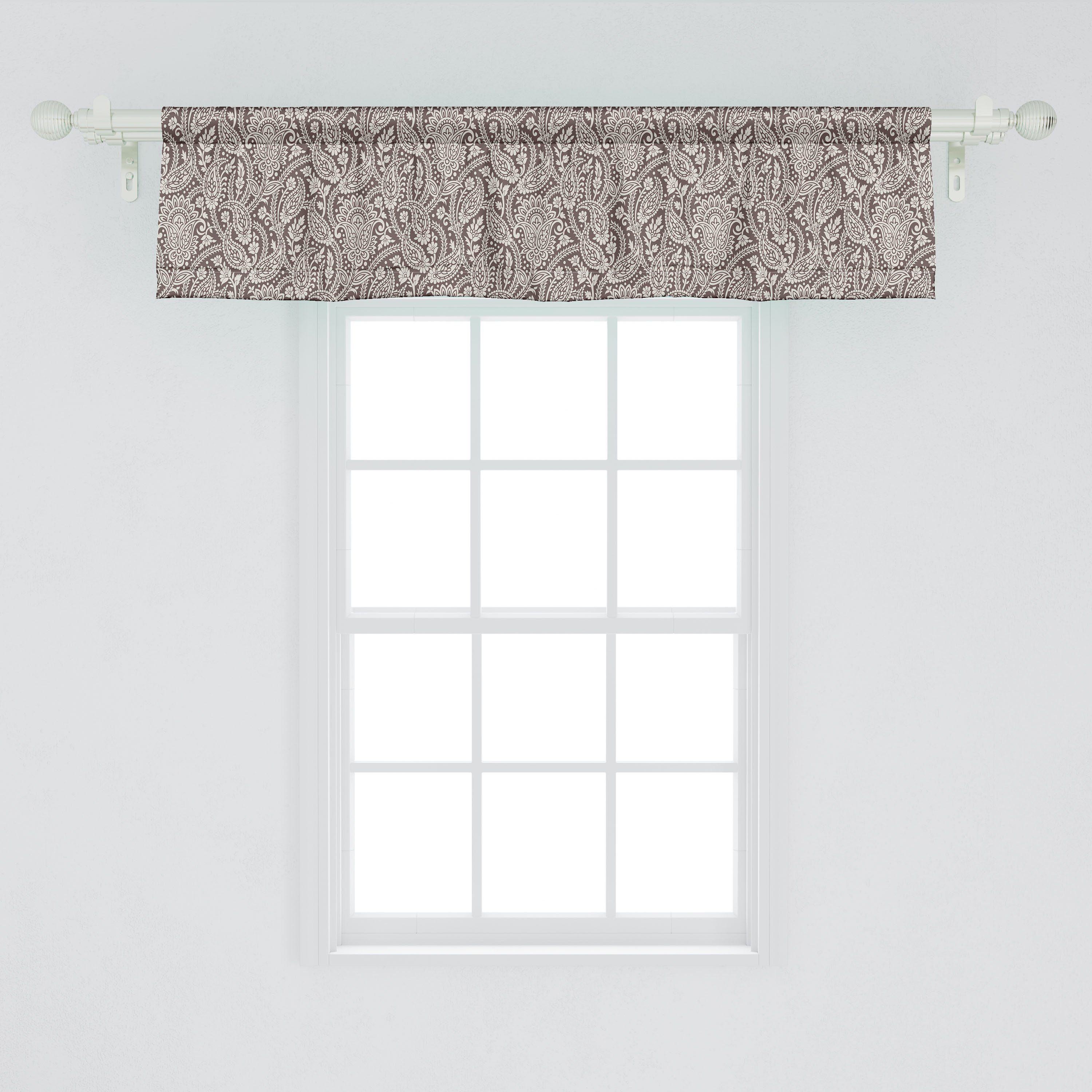 Scheibengardine Vorhang mit Arabesque Microfaser, Küche Abakuhaus, Dekor Paisley Motif Schlafzimmer Oriental Volant für Stangentasche