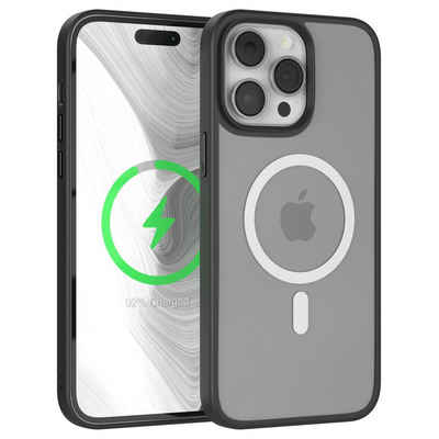 EAZY CASE Handyhülle Outdoor Case MagSafe Matt für iPhone 14 Pro Max 6,7 Zoll, Outdoor Handy Hülle kompatibel mit Qi & MagSafe Silicon Case Schwarz