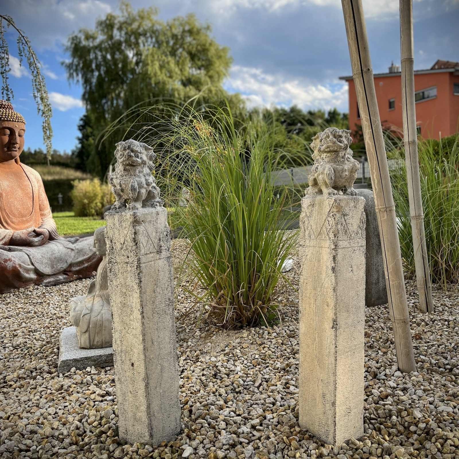 Asien LifeStyle Gartenfigur »China Garten Wächterlöwen Stele