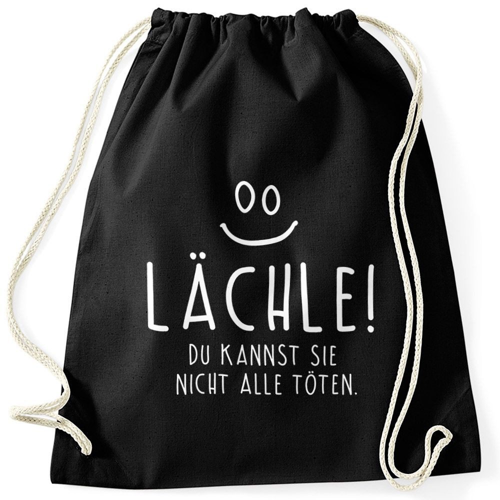 Turnbeutel Turnbeutel mit Spruch Lächle du kannst Sie nicht alle töten Moonworks®