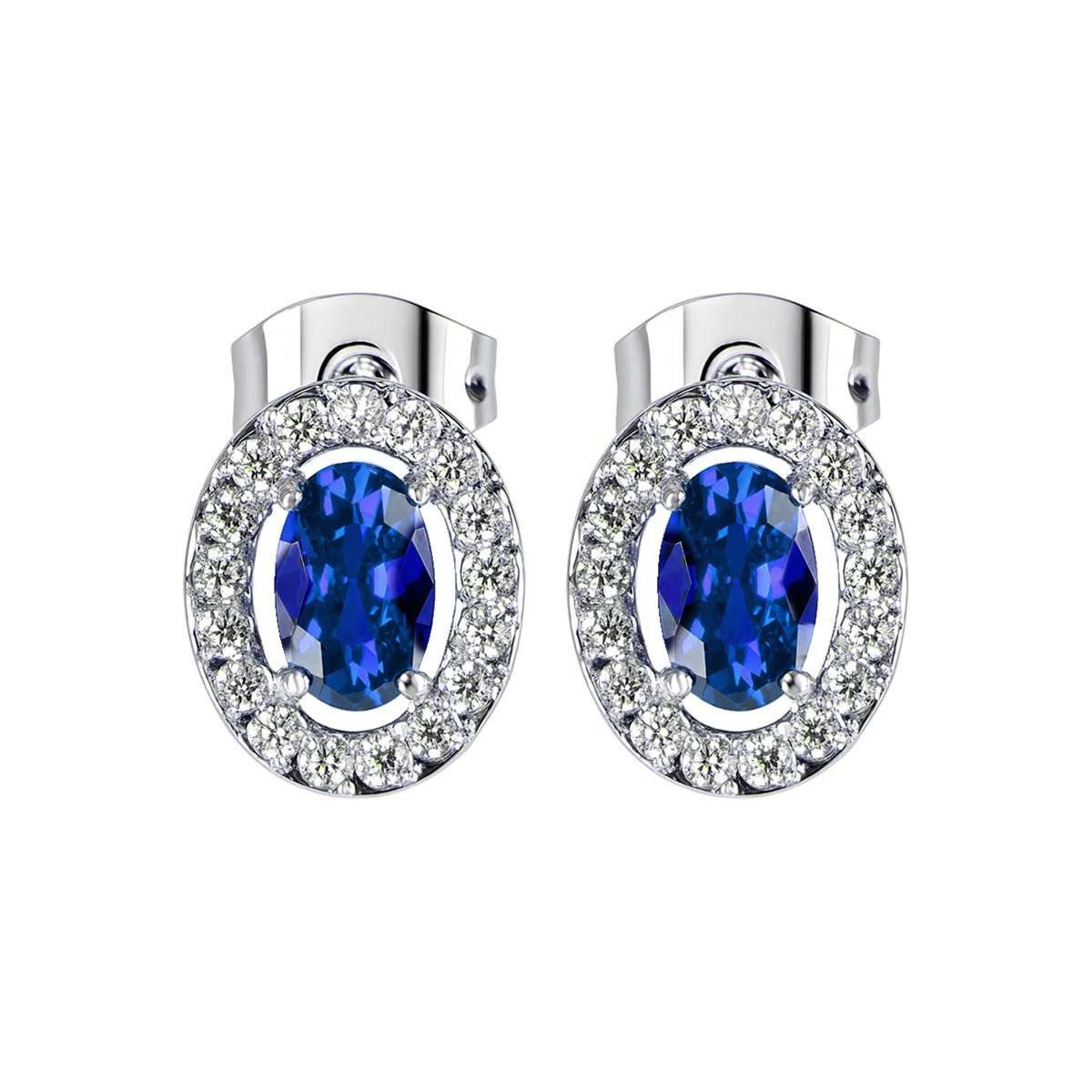 Jacques Lemans Paar Ohrstecker S-O246E, für Damen Edelstahl mit Zirkonia Blau/Silber