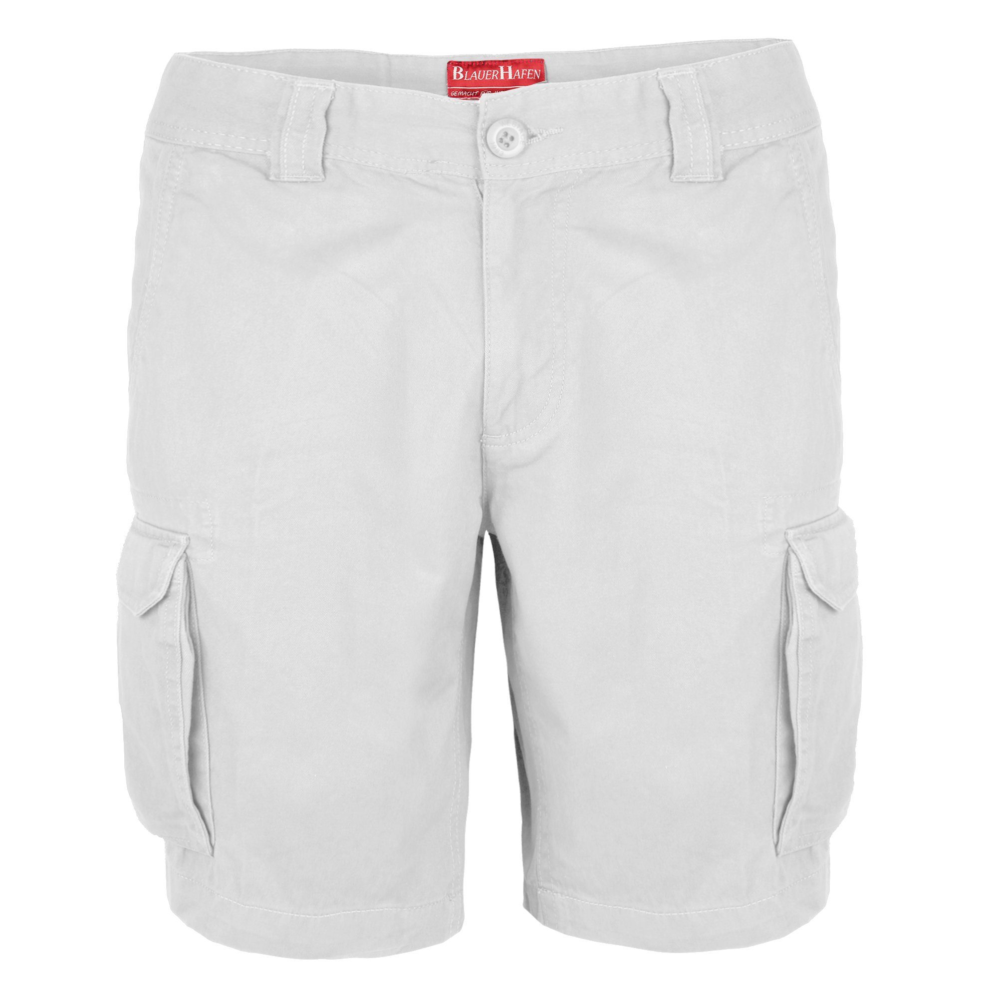 BlauerHafen Cargoshorts Herren Cargo Shorts 100% Baumwolle Hose Normale Passform Bermuda Weiß