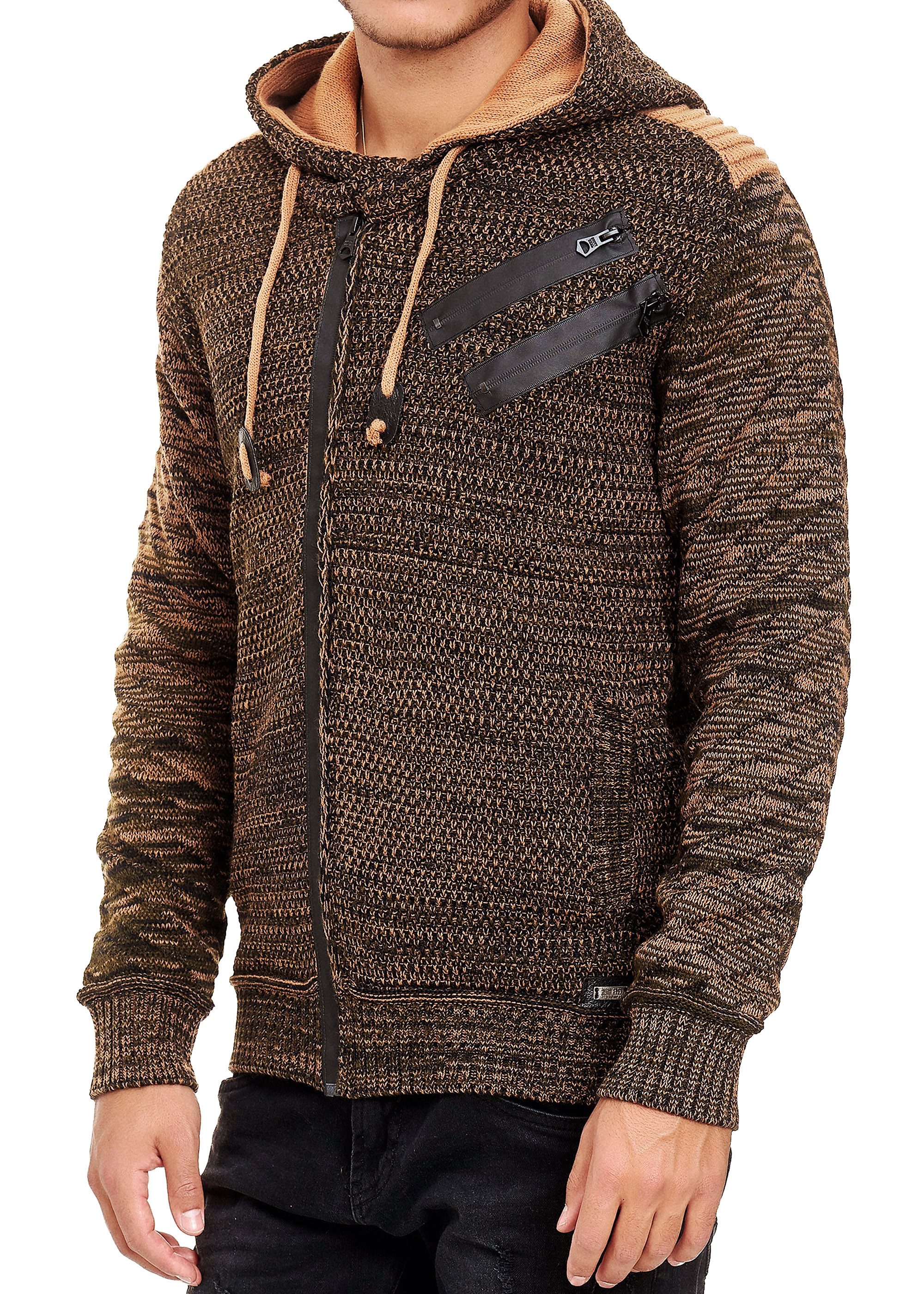 R-NEAL Kapuzenpullover Kapuzen-Strick-Jacke Herren Strick Pullover günstig online kaufen