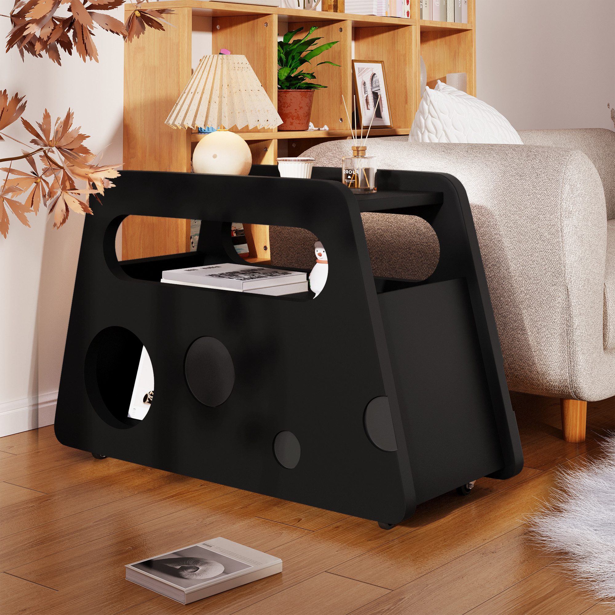 STILVORA Couchtisch Moderne Beistelltisch schwarz mit Rollen,Aufbewahrungsw günstig online kaufen