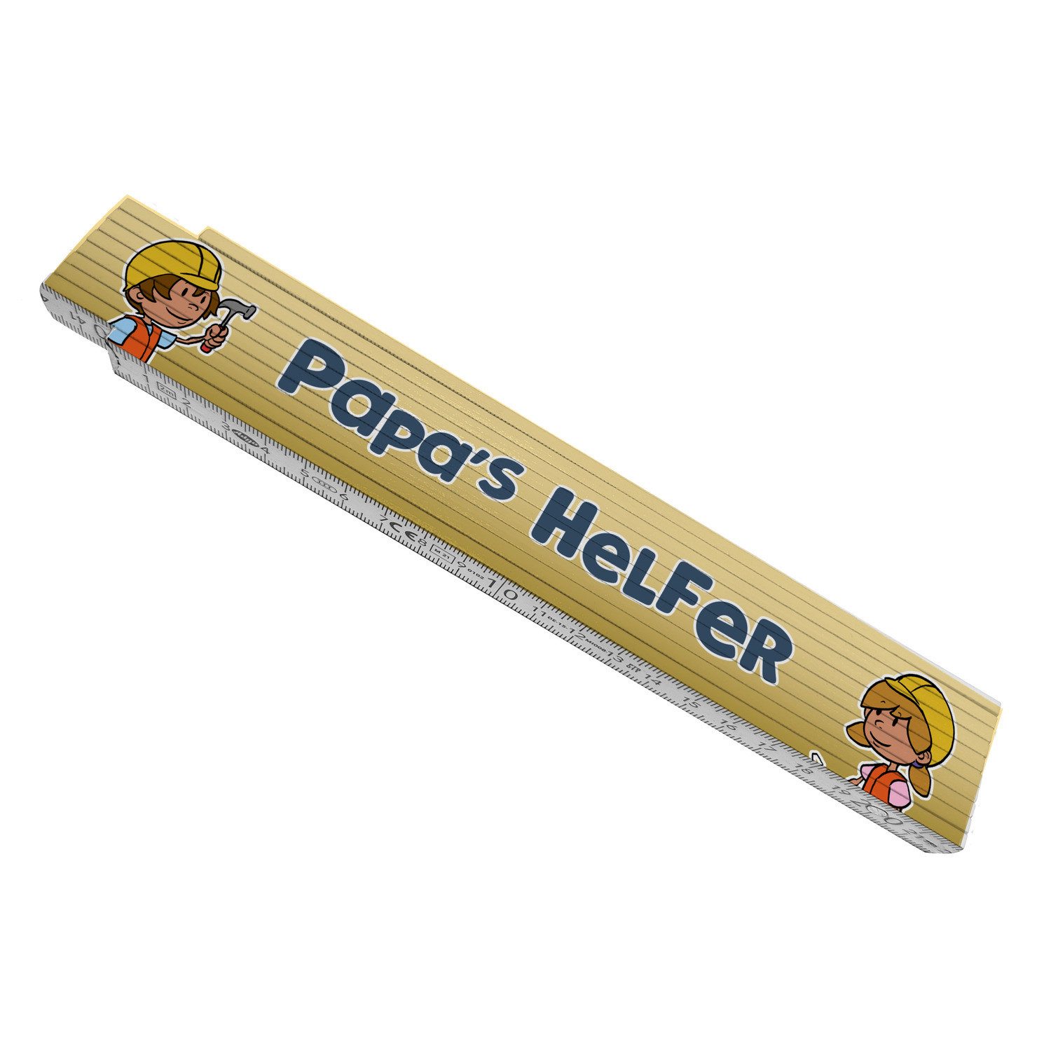 speecheese Zollstock Meterstab aus Holz mit niedlichem Motiv für Kinder und Spruch Papa's
