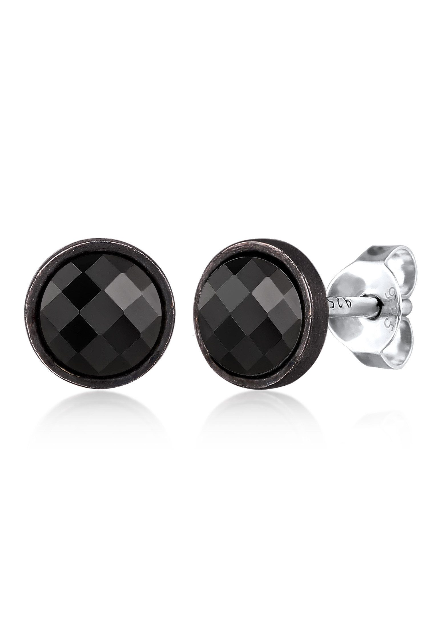 Paar Ohrstecker Swarovski Kristalle Schwarz 925 Sterling Silber oxidiert