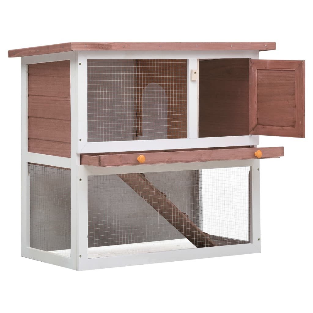 vidaXL Kleintierstall, Kaninchenstall 1 Tür Braun Holz