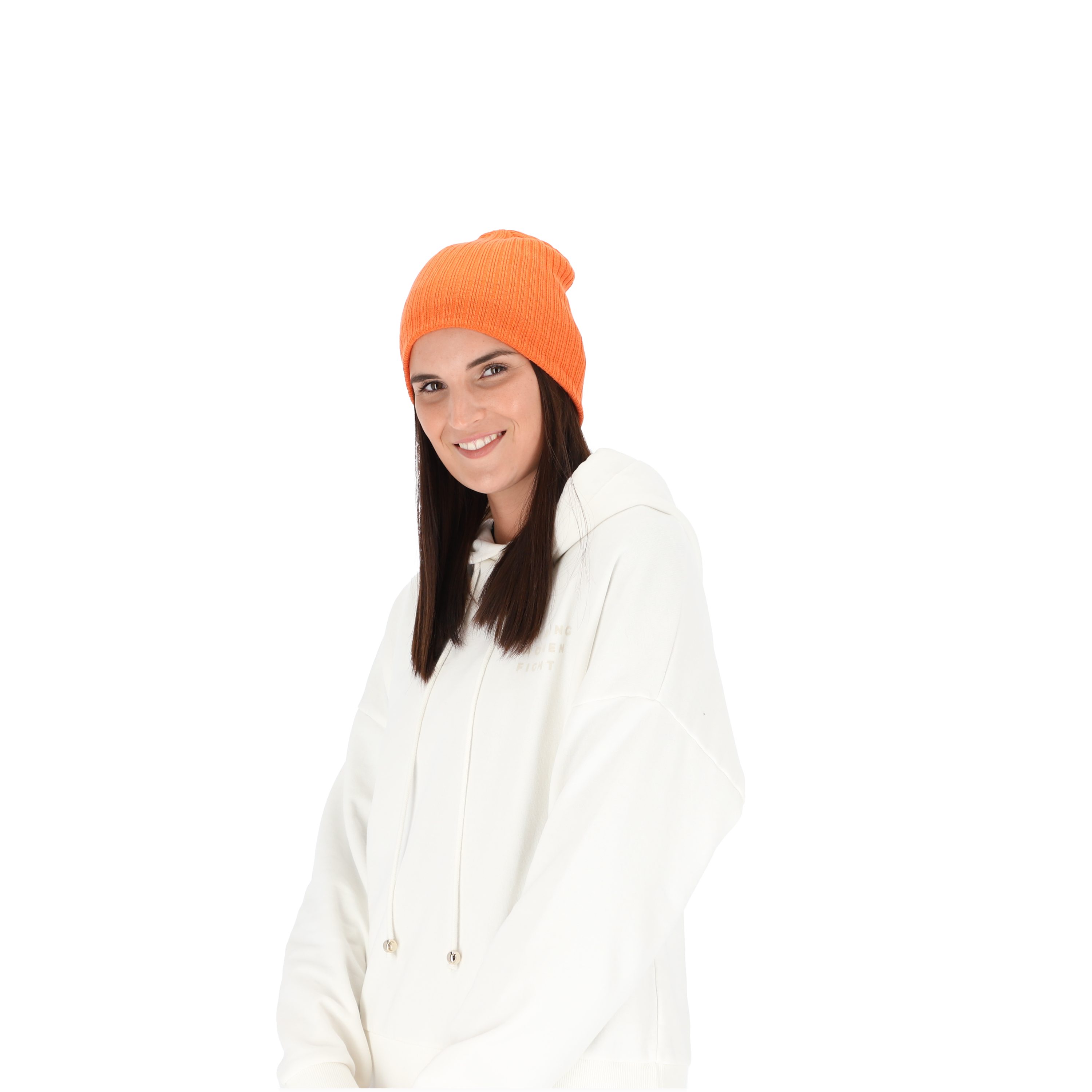 halsüberkopf Accessoires Strickmütze Beanie Rippe individuell mit orange tragbar