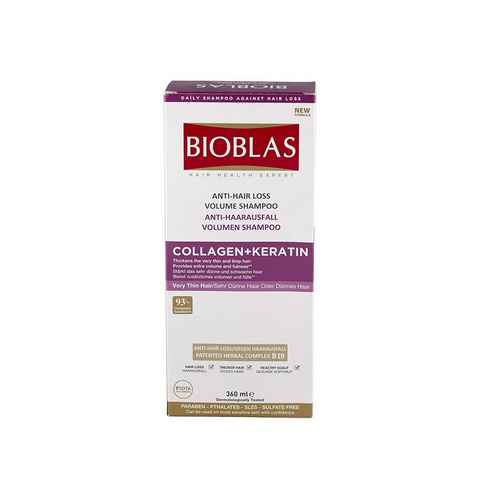 Bioblas Haarshampoo Volumen Shampoo mit Collagen und Keratin gegen Haarausfall (360 ml)
