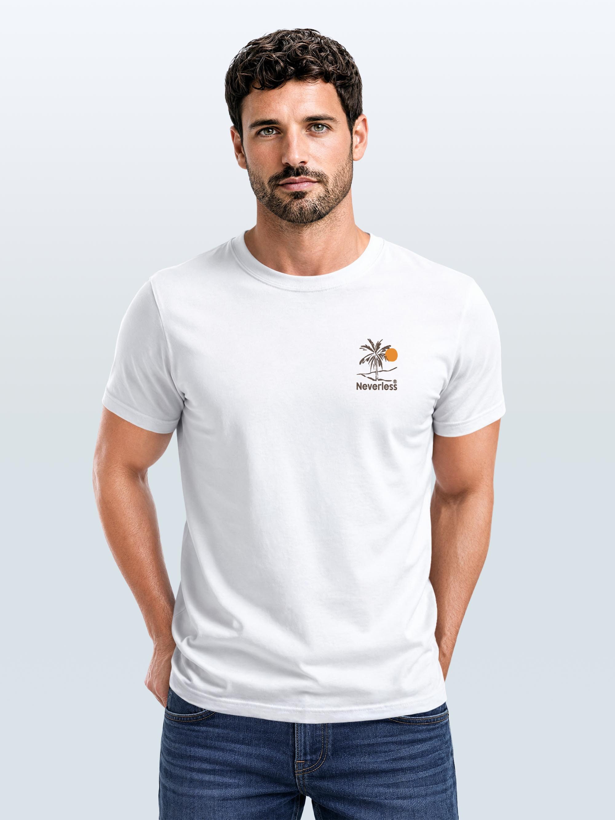 Neverless Print-Shirt Herren T-Shirt Backprint Palmen Aufdruck Sommer Grafikshirt Urlaub mit Print