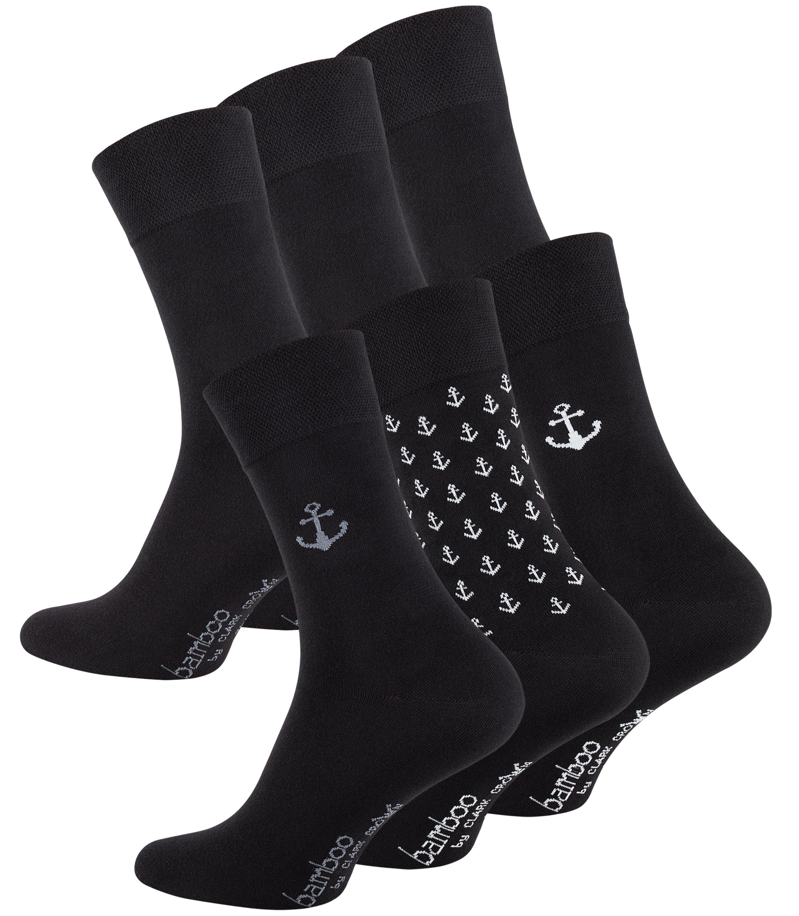 Clark Crown® Socken (6-Paar) weich und atmungsaktiv durch Viskose Anker/Schwarz