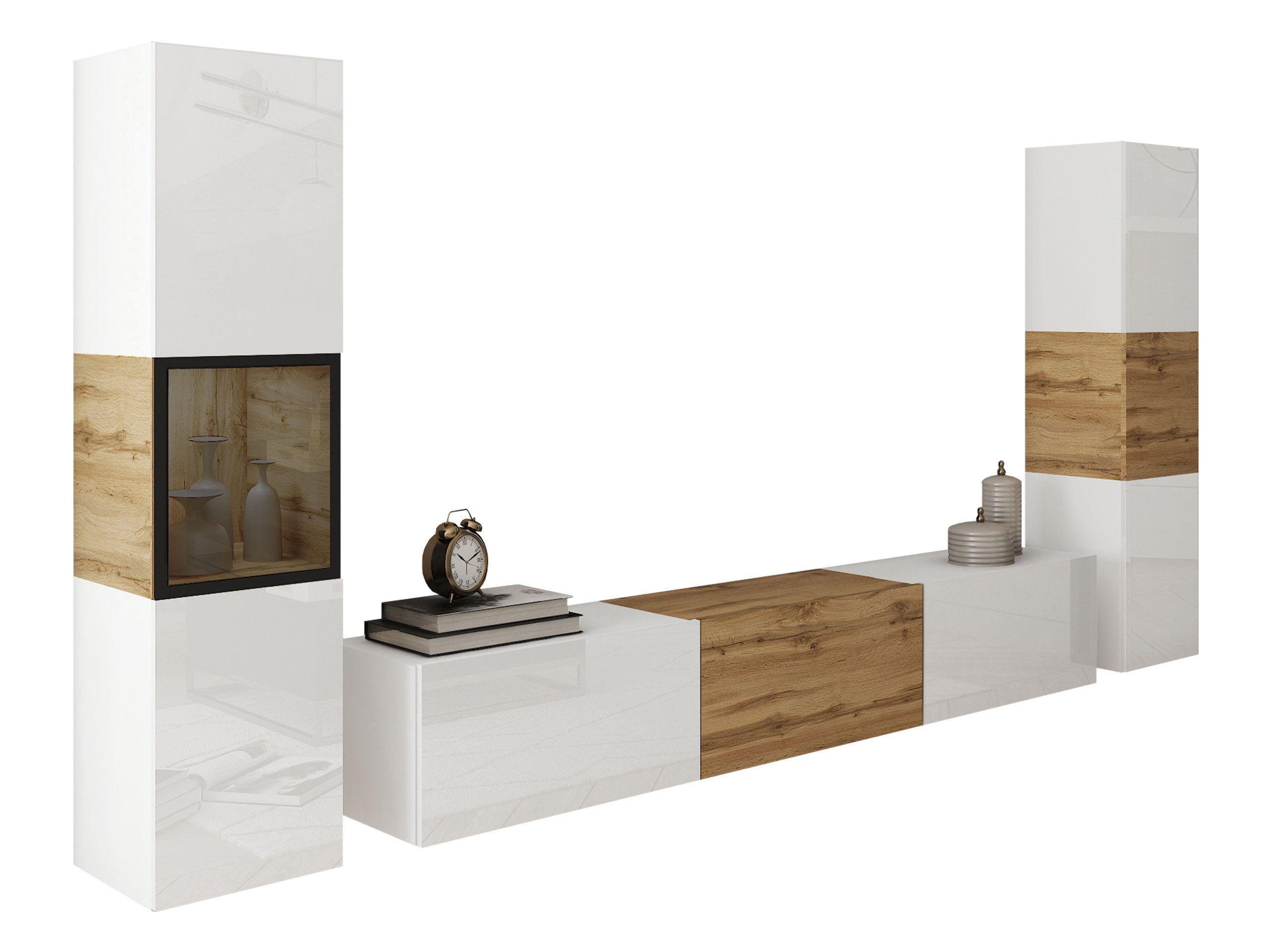 MIRJAN24 Wohnwand Berlin III, (3er-Set, 2x Vitrine, TV-Lowboard), Beleuchtung als Option