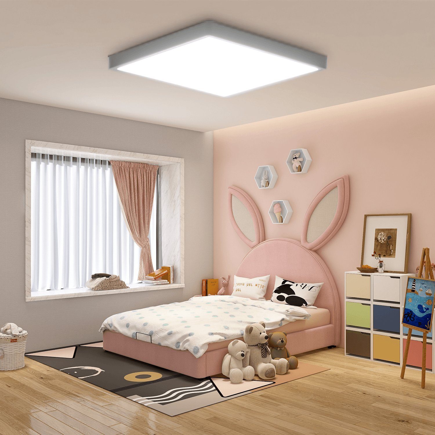 ‎Kaltweiß, Kinderzimmer für Deckenleuchte 24W 6000K LED Quadrat Ideal Flur, integriert, Küche, Deckenleuchte, LED oyajia 30x30x2.5cm, Deckenlampe,Ultraslim Badezimmer, Balkon, fest