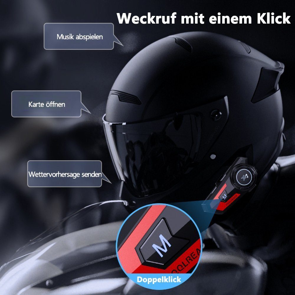 Motorrad Kommunikationssystem Gontence Motorrad Bluetooth-Kopfhörer Headset Bluetooth-Kopfhörer rot
