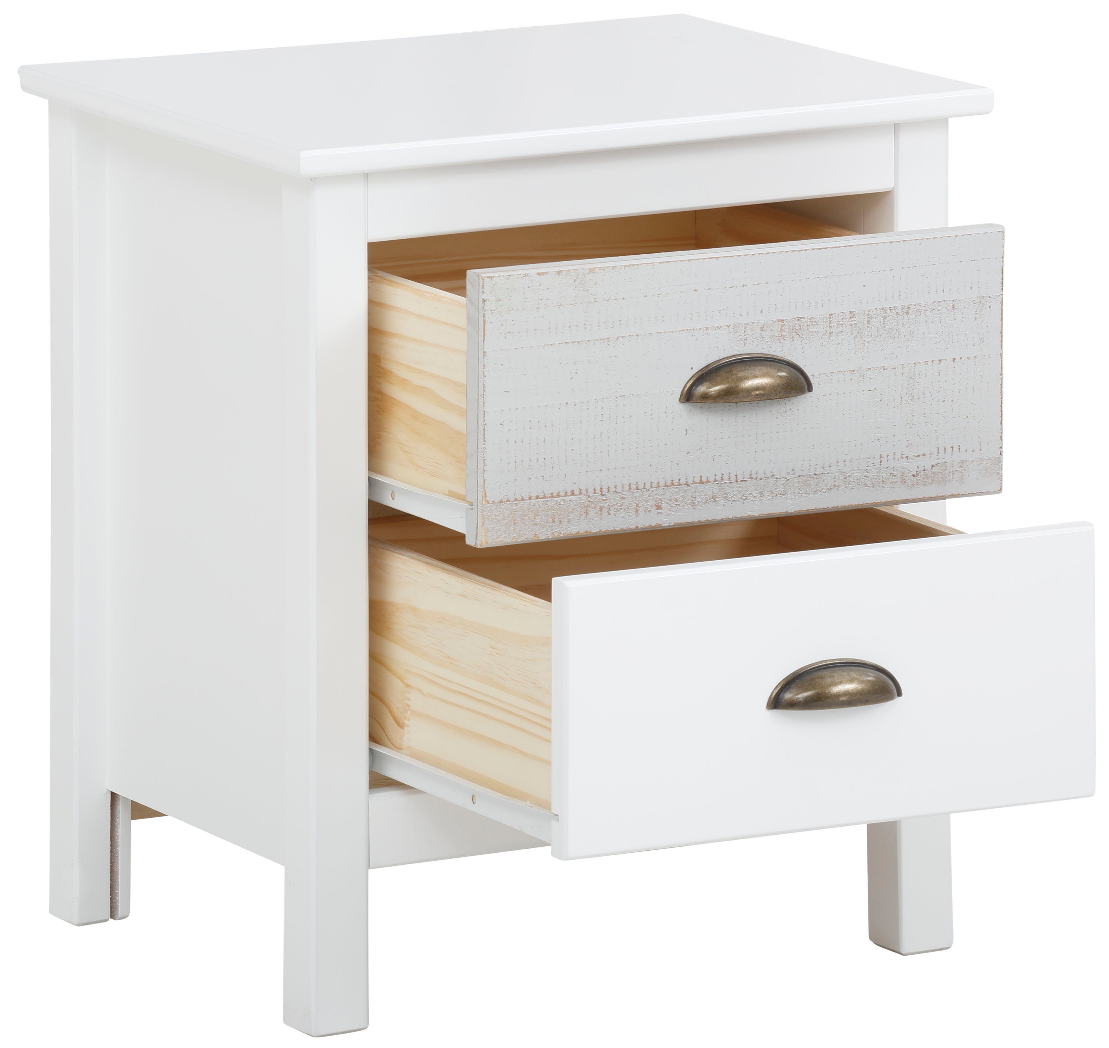 OTTO home Nachtkommode Pilatus, erstrahlt in Holzoptik, mit gebürsteter Schubkastenfront, Breite 45 cm