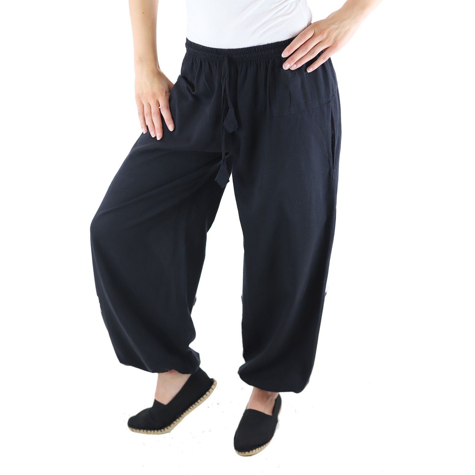 Haremshose KUNST&MAGIE Damen Yoga/Pumphose Pluderhose unifarben Baumwolle lang