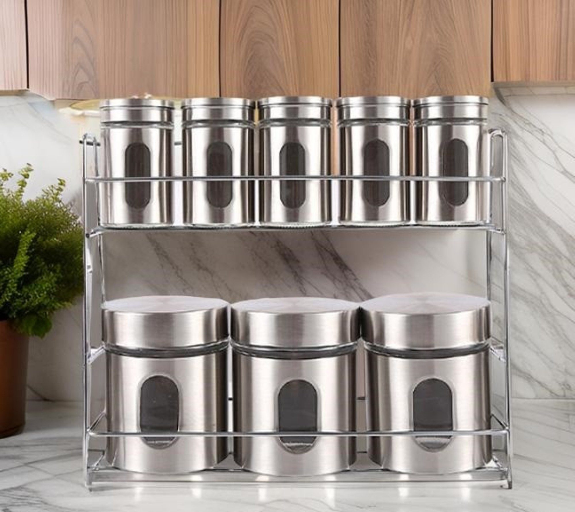 Cheffinger Gewürzständer 8-teiliges Set – Edelstahl Gewürzregal mit Gewürzbehälter, (8-tlg)