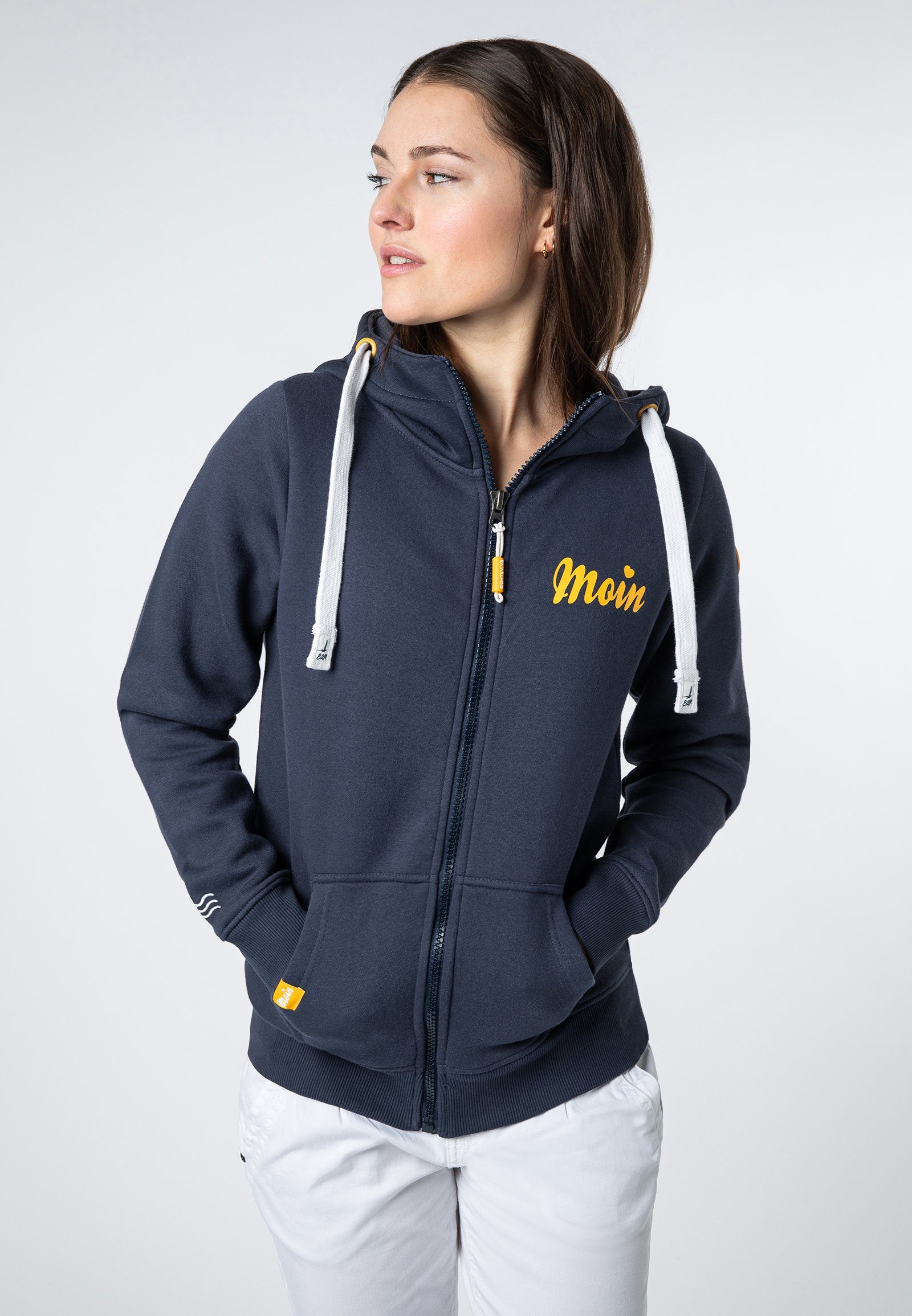 Eight2Nine Kapuzensweatjacke Sweatjacke mit Küstenprint günstig online kaufen