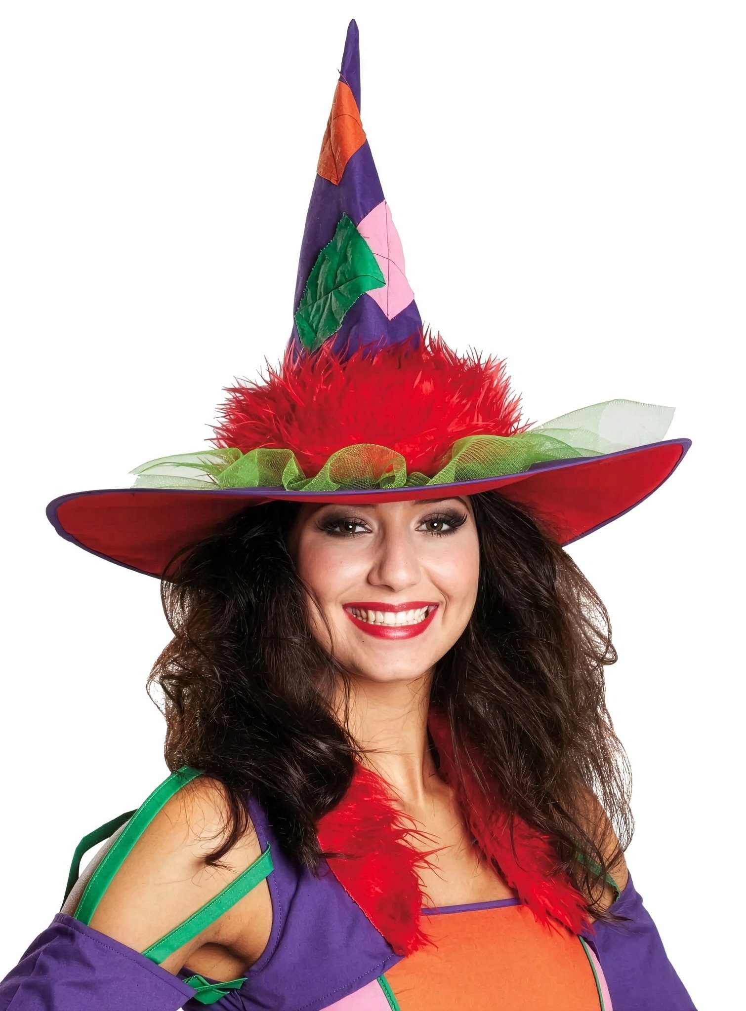 Rubie´s Hexen-Kostüm Hippie Hexenhut - für Fasching & Karnevalskostüme, Knallig bunter Hut für auffallend farbenfrohe Hexen